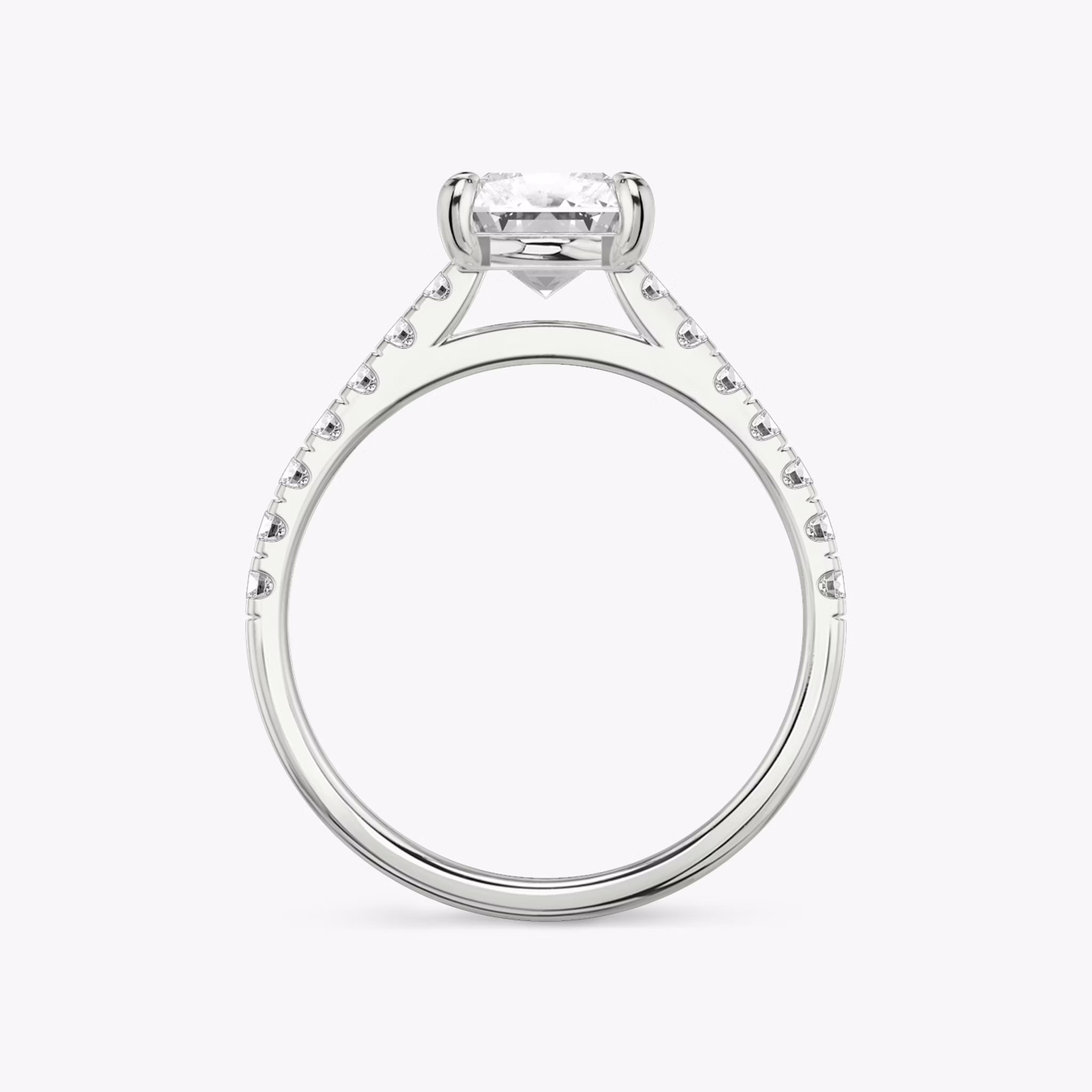 The Cathedral | Radiant | 18k | White Gold | bandAccent: Pavé | diamondOrientation: vertical | caratWeight: other