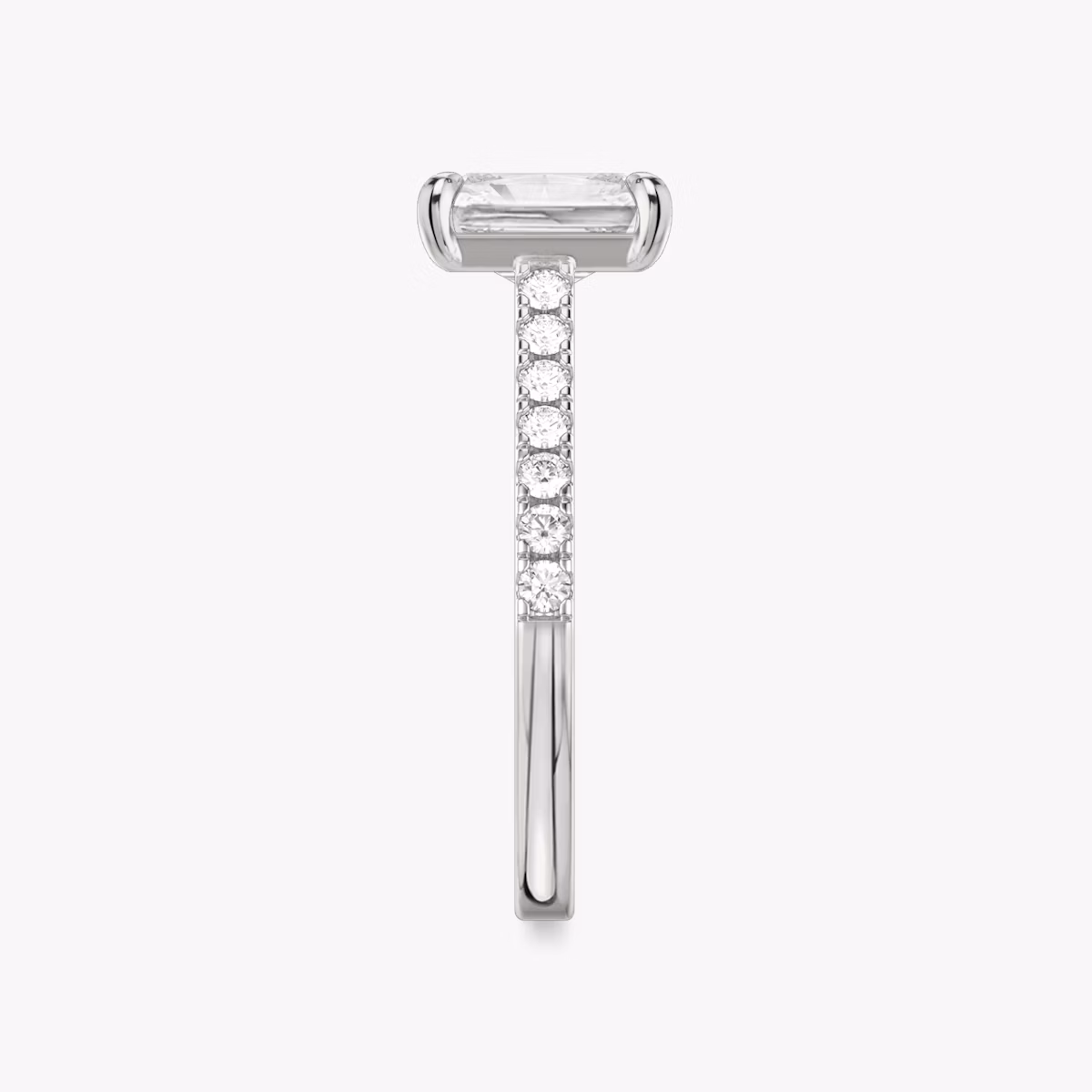 The Cathedral | Radiant | Platinum | bandAccent: Pavé | diamondOrientation: vertical | caratWeight: other