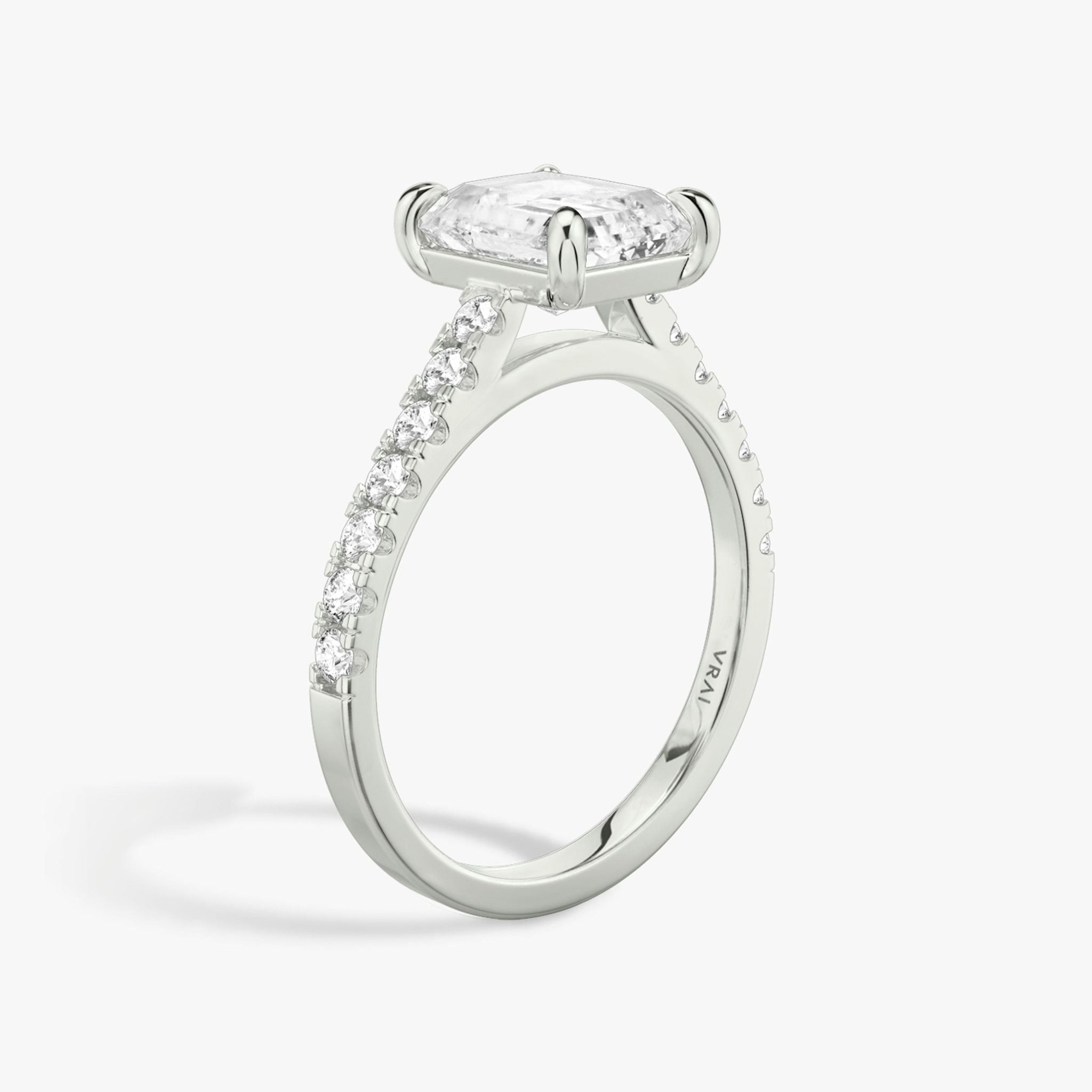The Cathedral | Radiant | 18k | White Gold | bandAccent: Pavé | diamondOrientation: vertical | caratWeight: other