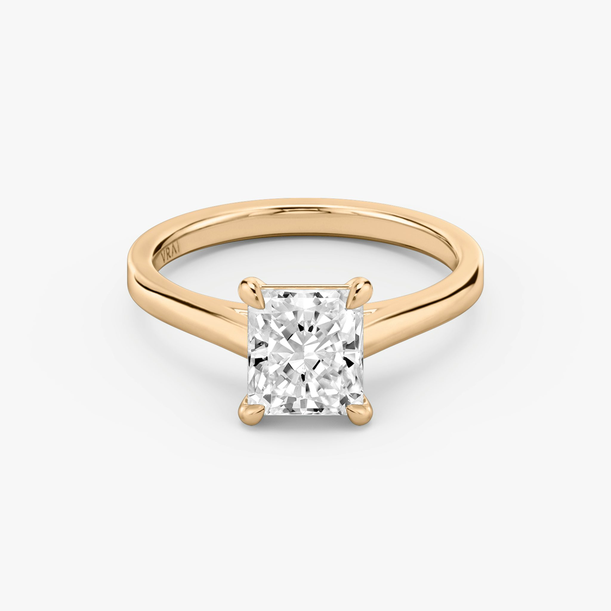 Rose gold Engagement ring with radiant cut diamond