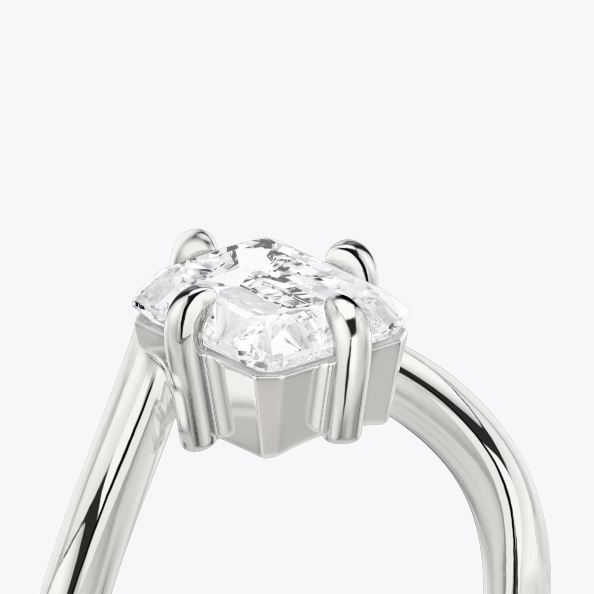 The Signature V | Radiant | 18k | White Gold | bandAccent: Plain | diamondOrientation: vertical | caratWeight: other