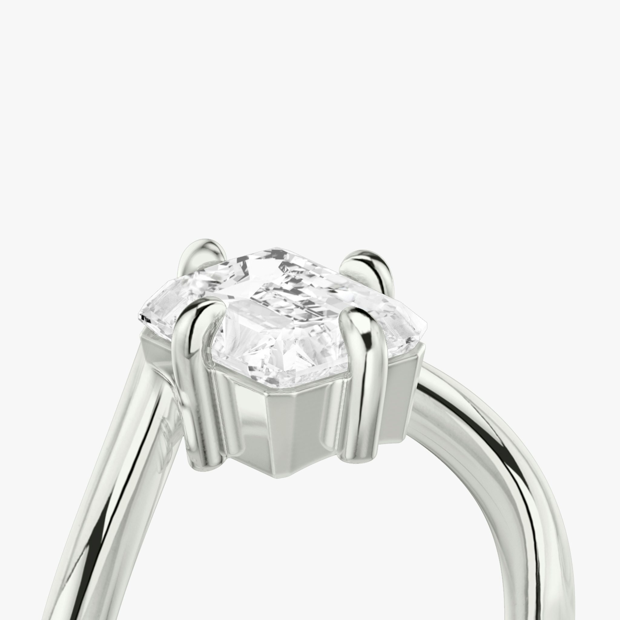 The Signature V | Radiant | 18k | White Gold | bandAccent: Plain | diamondOrientation: vertical | caratWeight: other