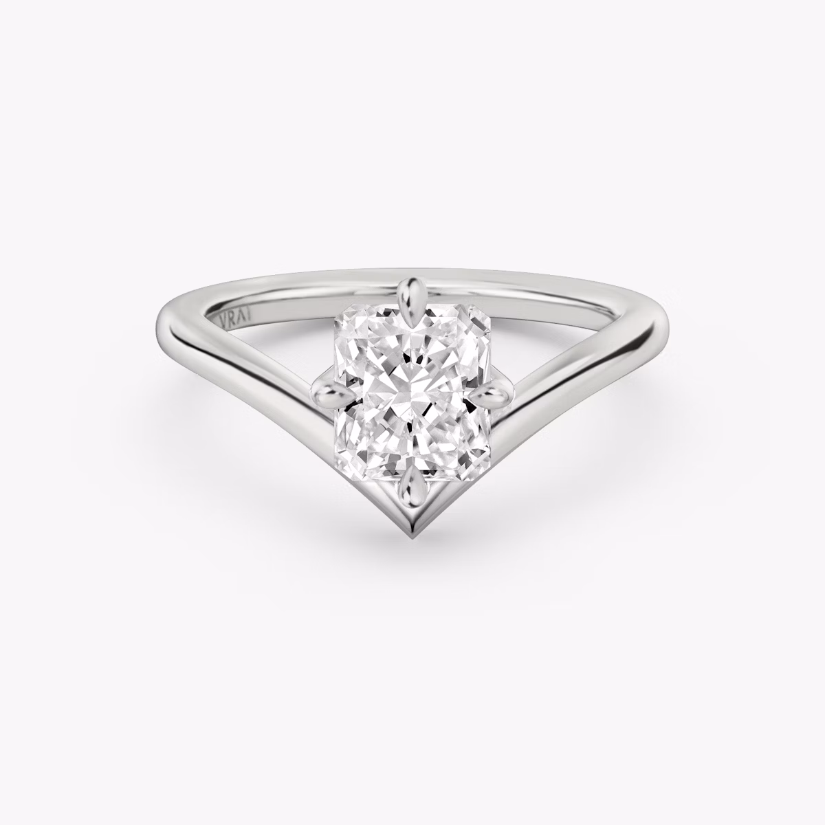 The Signature V | Radiant | Platinum | bandAccent: Plain | diamondOrientation: vertical | caratWeight: other