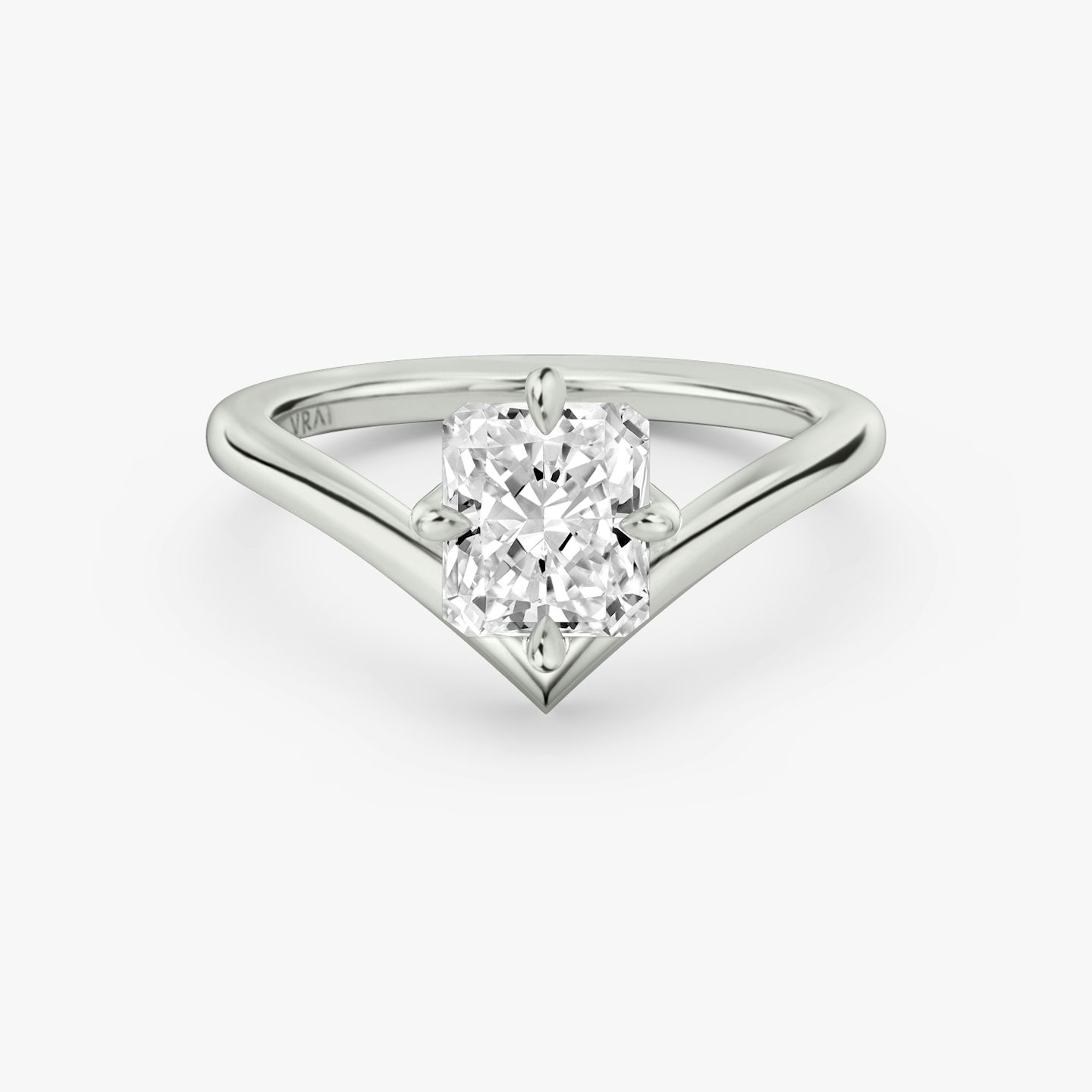 The Signature V | Radiant | Platinum | bandAccent: Plain | diamondOrientation: vertical | caratWeight: other