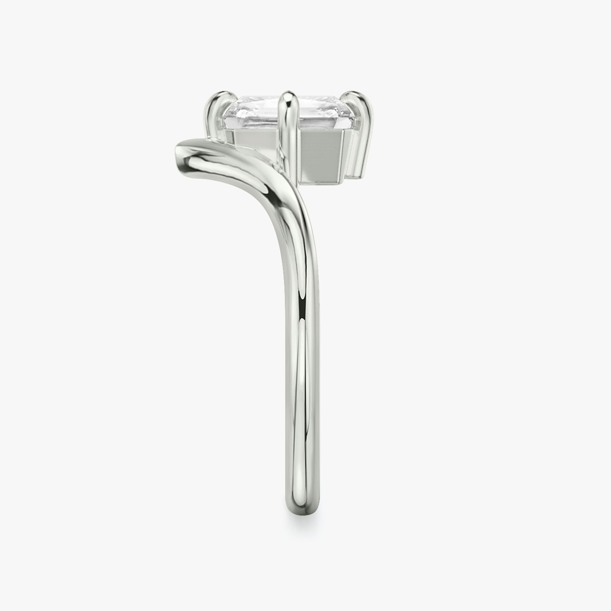 The Signature V | Radiant | 18k | White Gold | bandAccent: Plain | diamondOrientation: vertical | caratWeight: other