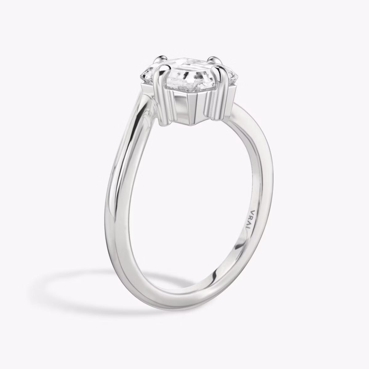 The Signature V | Radiant | Platinum | bandAccent: Plain | diamondOrientation: vertical | caratWeight: other