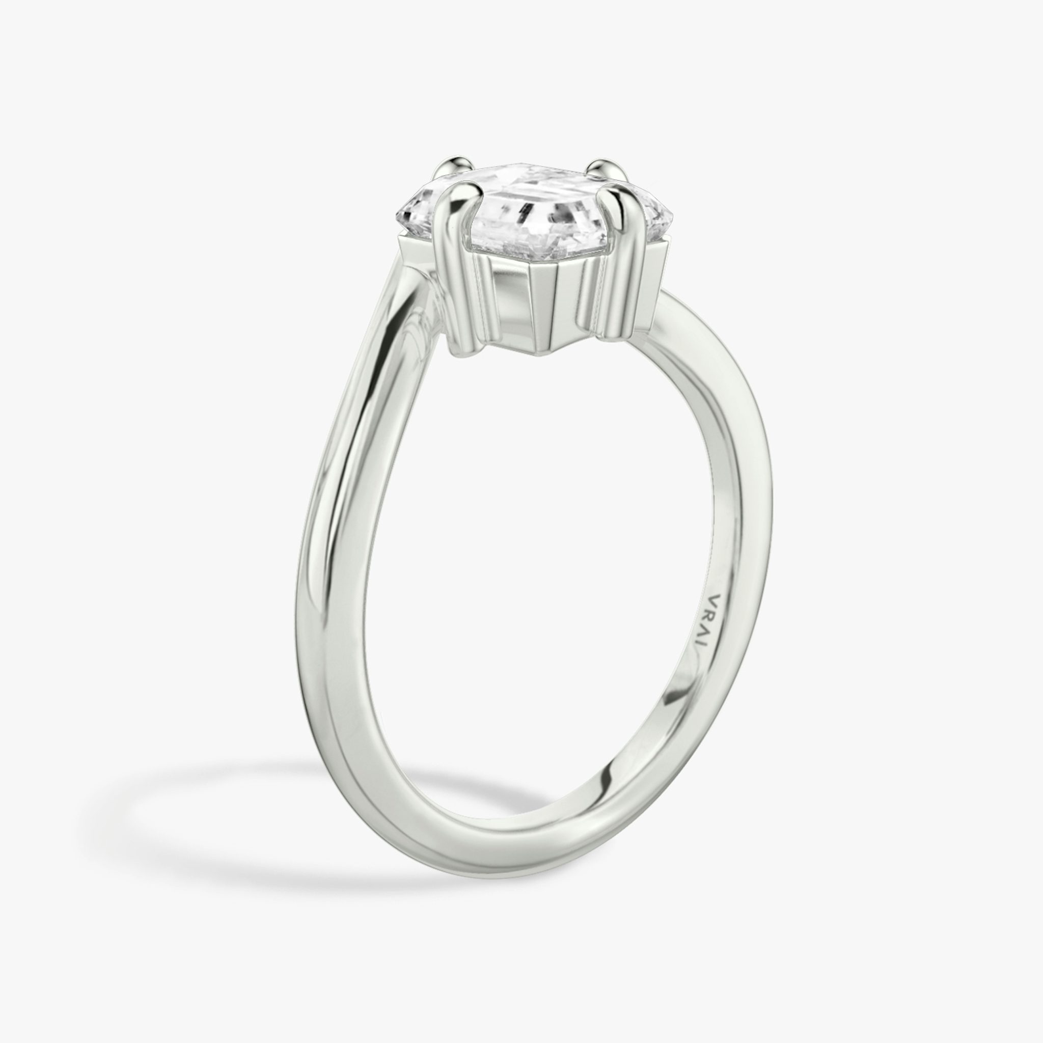 The Signature V | Radiant | 18k | White Gold | bandAccent: Plain | diamondOrientation: vertical | caratWeight: other