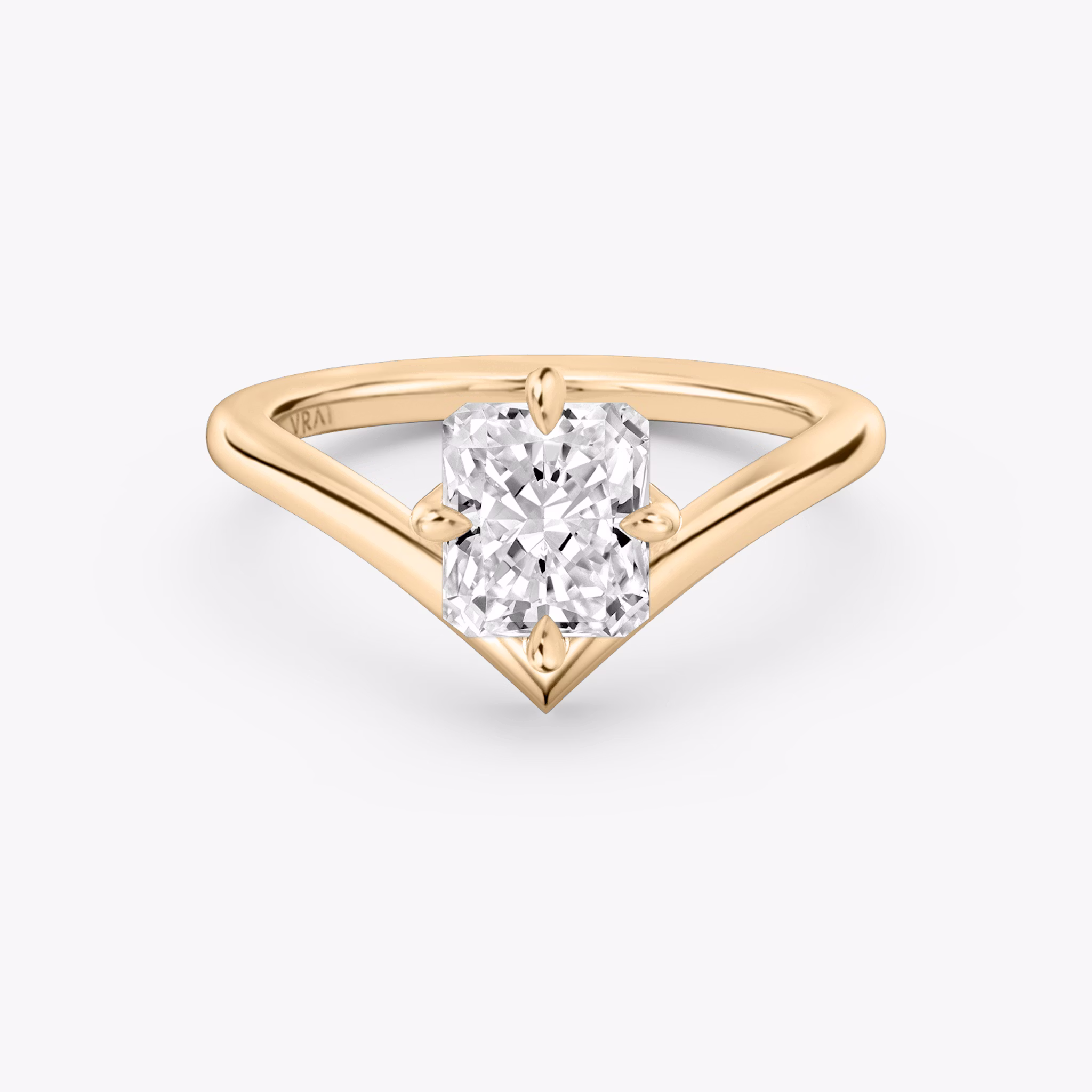 The Signature V | Radiant | 14k | Rose Gold | bandAccent: Plain | diamondOrientation: vertical | caratWeight: other