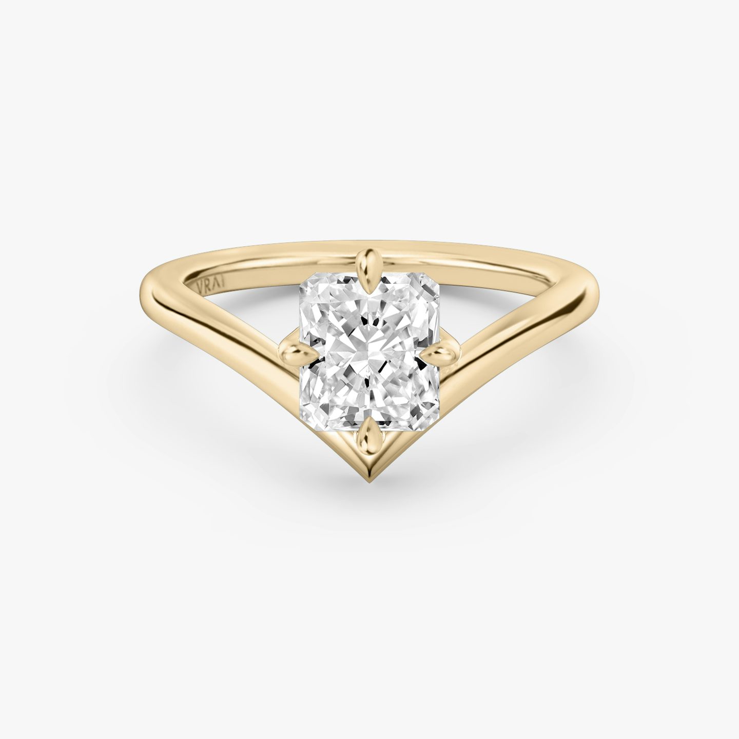 The Signature V | Radiant | 14k | Rose Gold | bandAccent: Plain | diamondOrientation: vertical | caratWeight: other