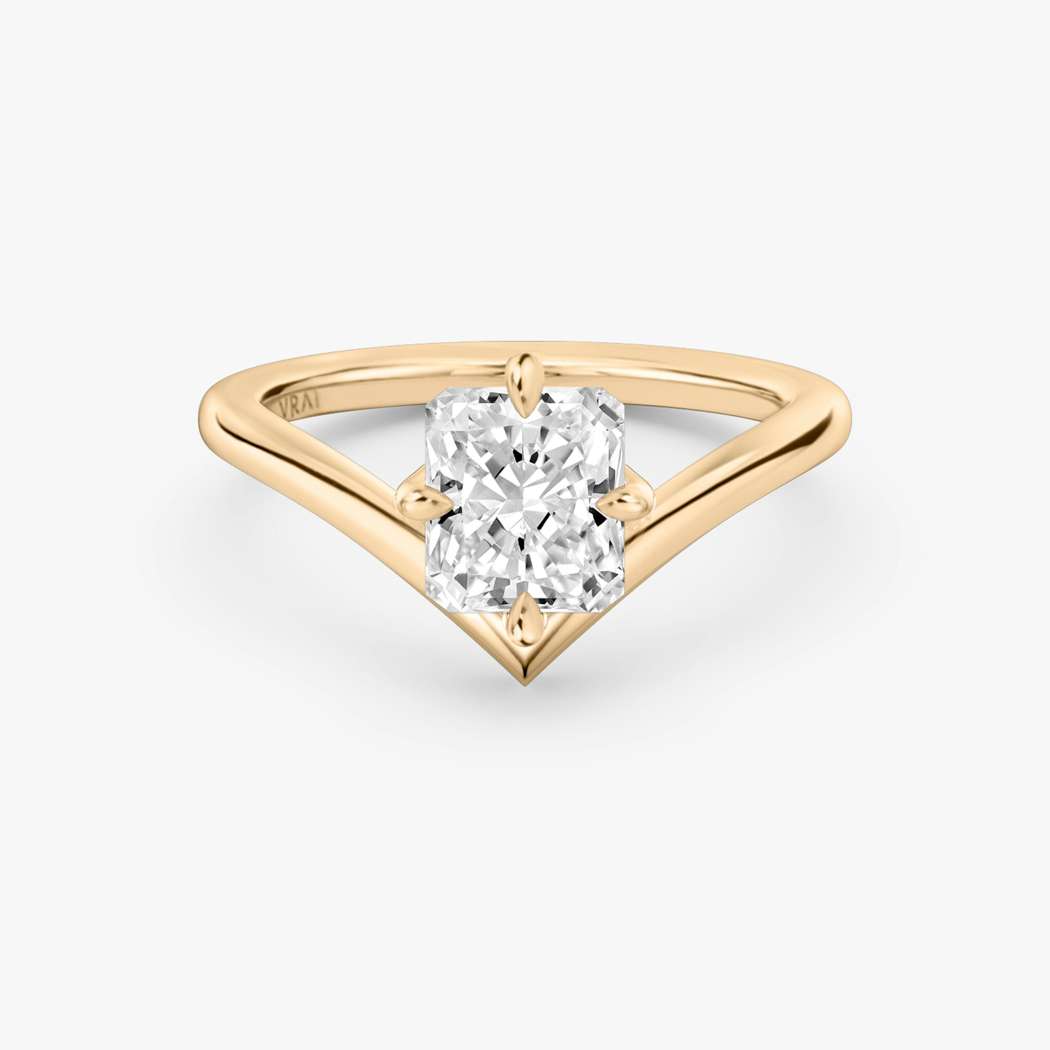 The Signature V | Radiant | 14k | Rose Gold | bandAccent: Plain | diamondOrientation: vertical | caratWeight: other