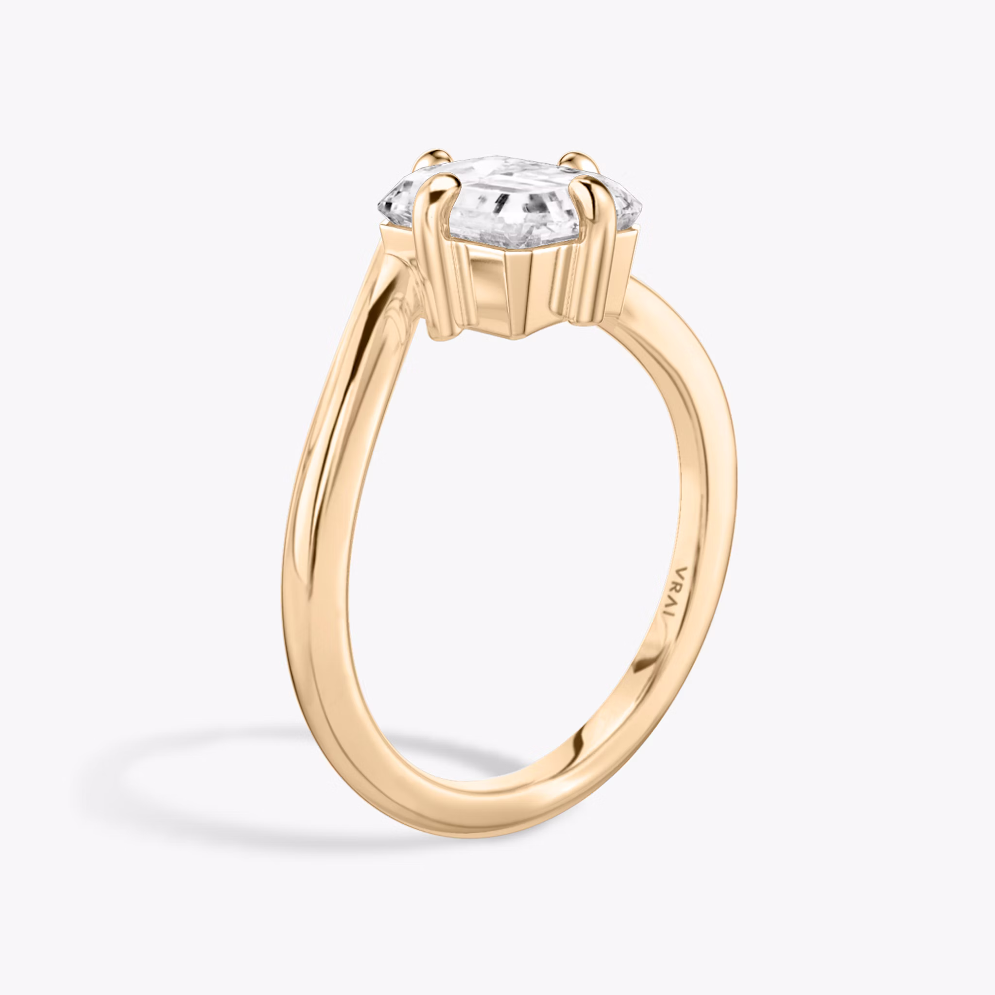 The Signature V | Radiant | 14k | Rose Gold | bandAccent: Plain | diamondOrientation: vertical | caratWeight: other