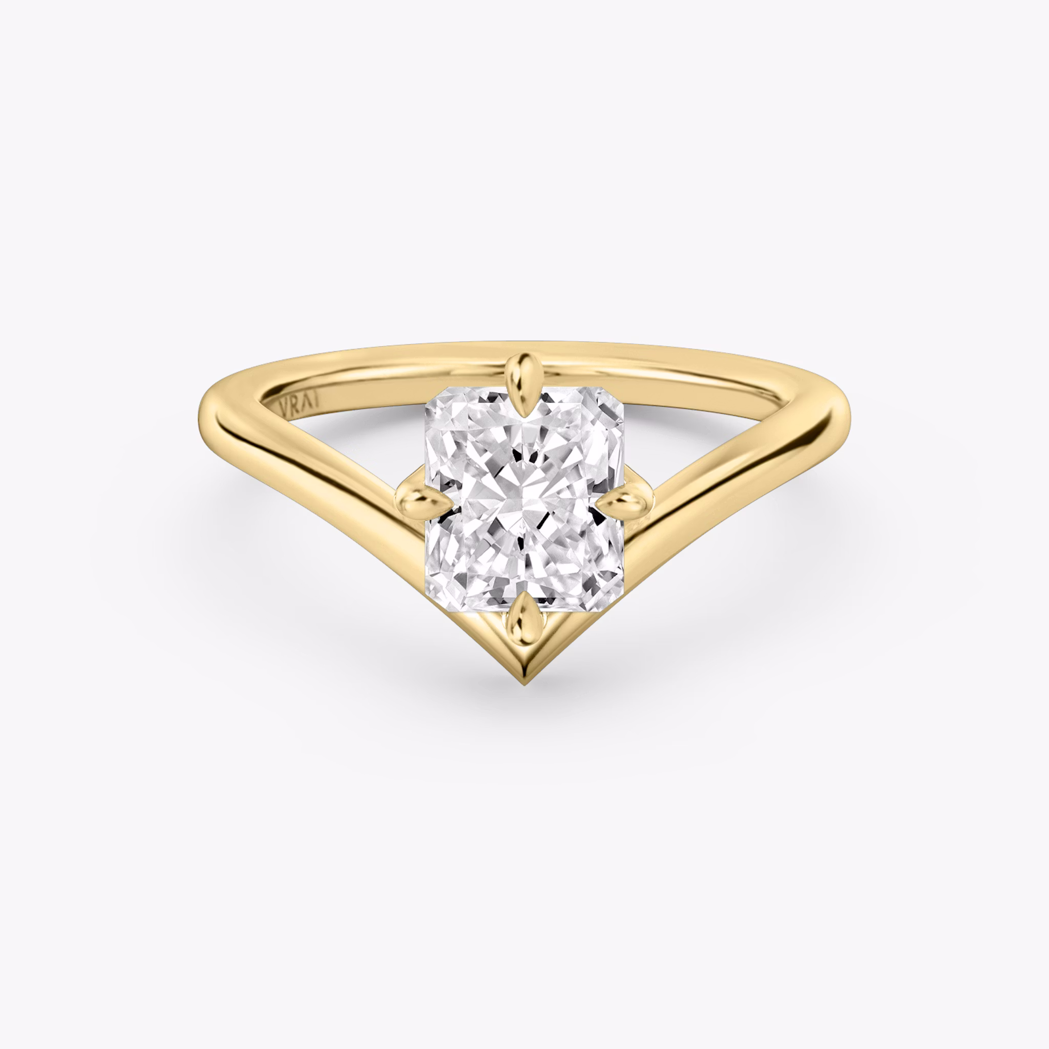 The Signature V | Radiant | 18k | Yellow Gold | bandAccent: Plain | diamondOrientation: vertical | caratWeight: other