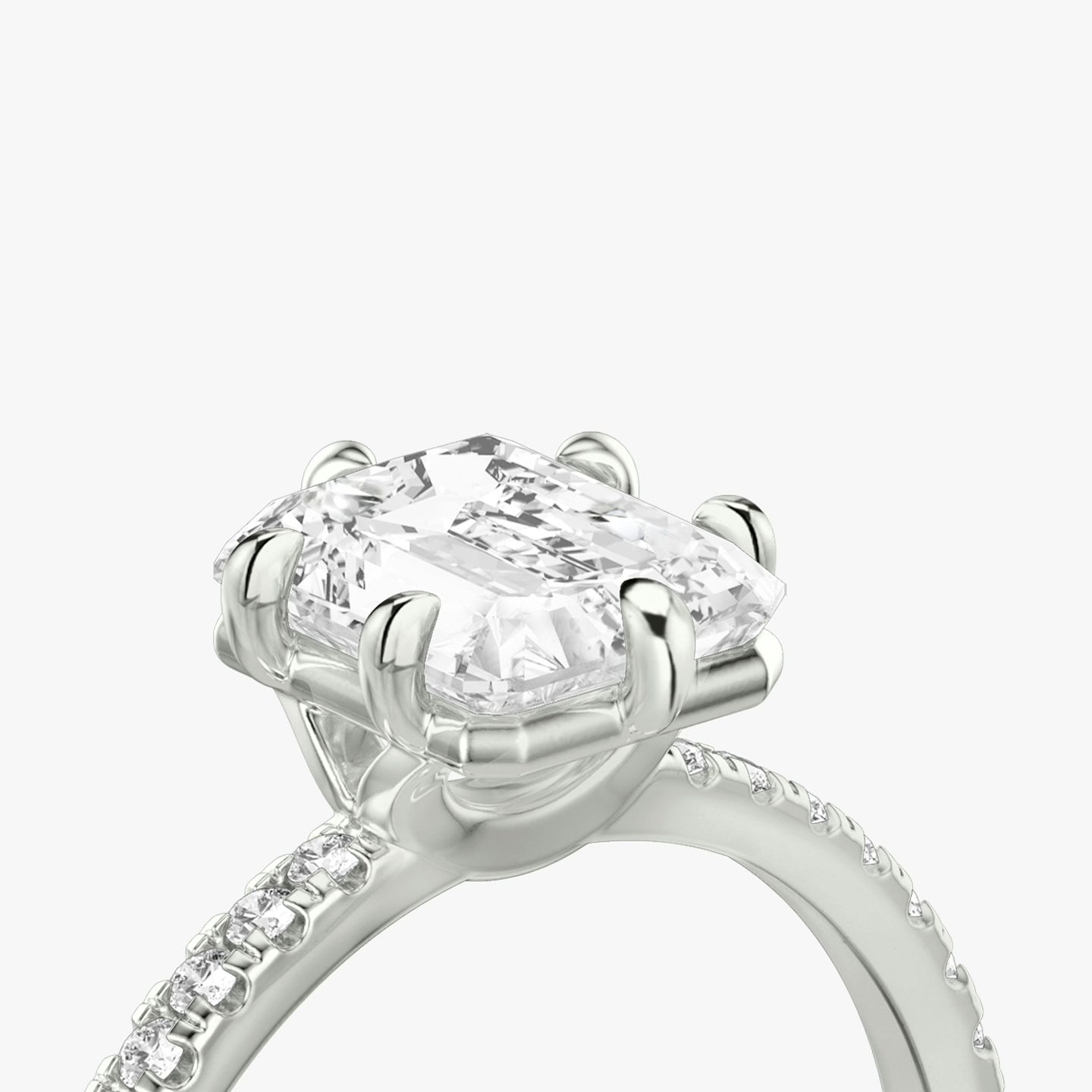 The Signature 6 Prong | Radiant | Platinum | bandAccent: Pavé | bandWidth: standard | hiddenHalo: no | diamondOrientation: vertical | caratWeight: other