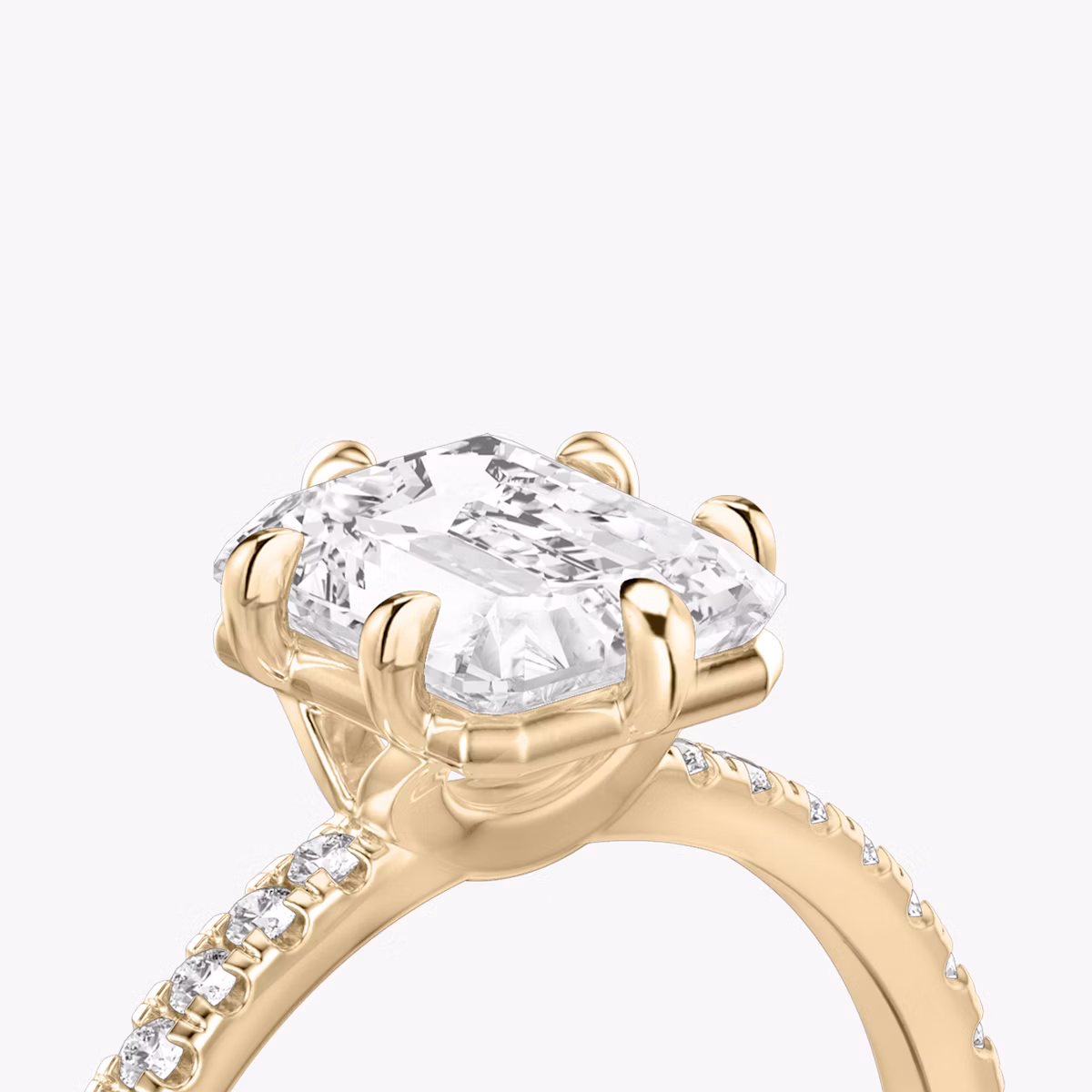 The Signature 6 Prong | Radiant | 14k | Rose Gold | bandAccent: Pavé | bandWidth: standard | hiddenHalo: no | diamondOrientation: vertical | caratWeight: other