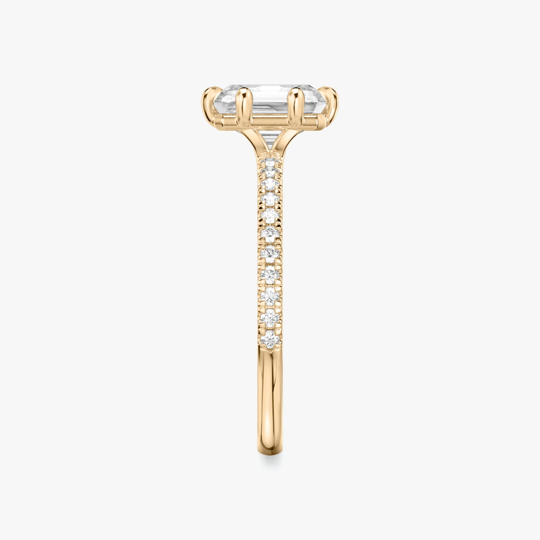 The Signature 6 Prong | Radiant | 14k | Rose Gold | bandAccent: Pavé | bandWidth: standard | hiddenHalo: no | diamondOrientation: vertical | caratWeight: other