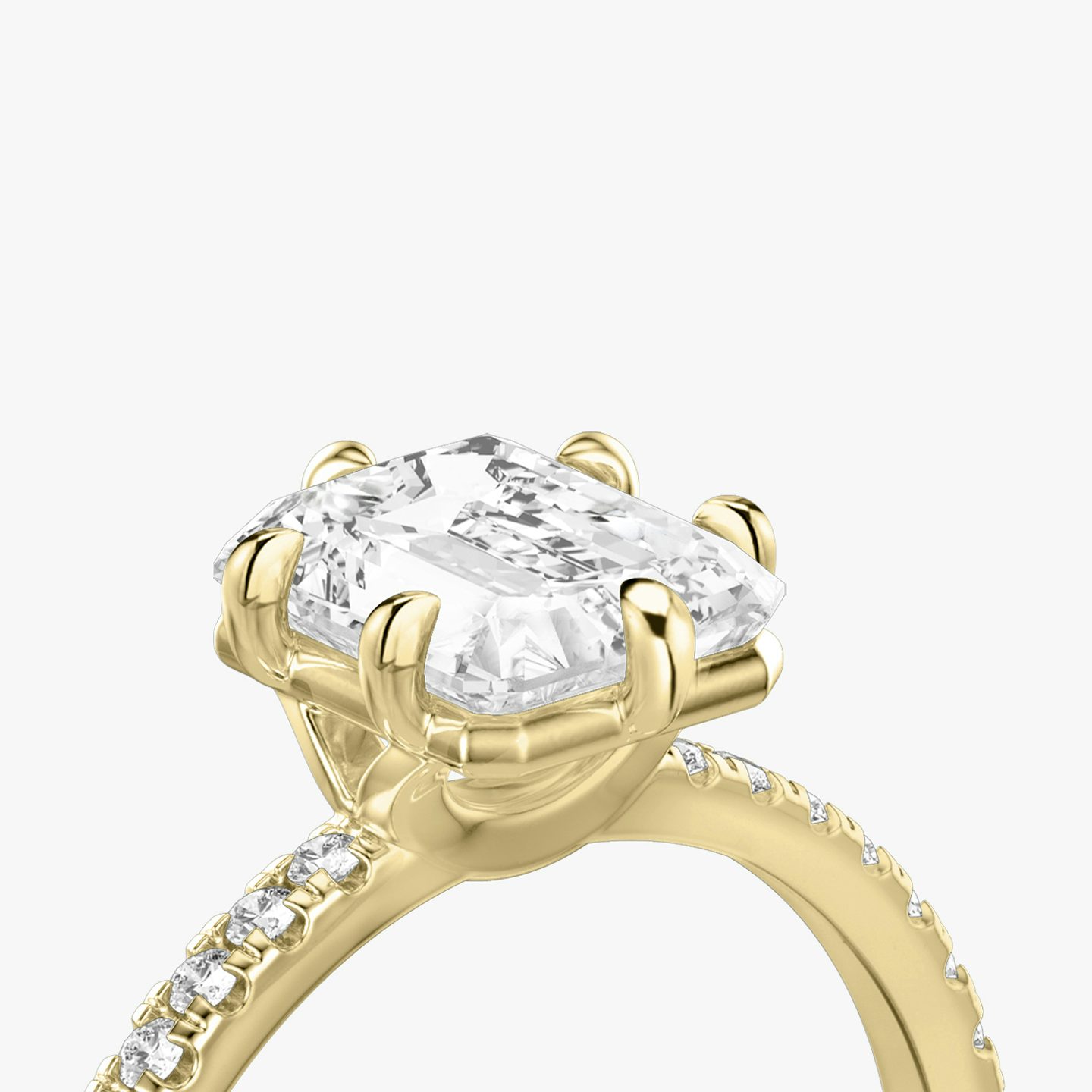 The Signature 6 Prong | Radiant | 18k | Yellow Gold | bandAccent: Pavé | bandWidth: standard | hiddenHalo: no | diamondOrientation: vertical | caratWeight: other