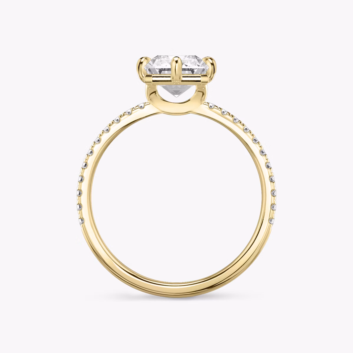The Signature 6 Prong | Radiant | 18k | Yellow Gold | bandAccent: Pavé | bandWidth: standard | hiddenHalo: no | diamondOrientation: vertical | caratWeight: other