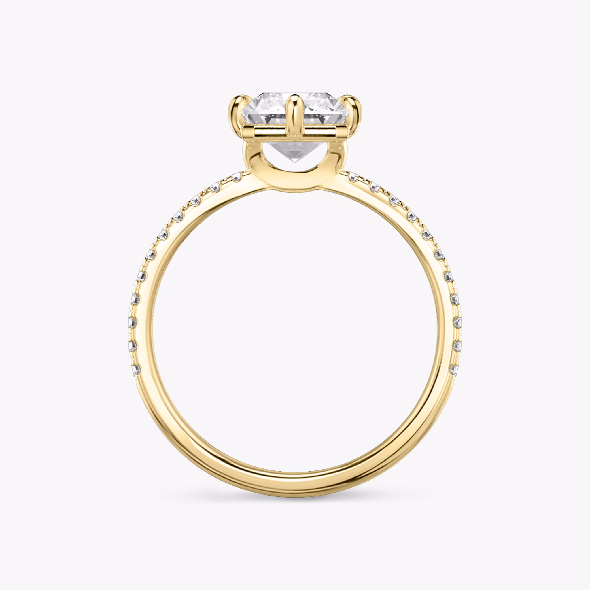 The Signature 6 Prong | Radiant | 18k | Yellow Gold | bandAccent: Pavé | bandWidth: standard | hiddenHalo: no | diamondOrientation: vertical | caratWeight: other
