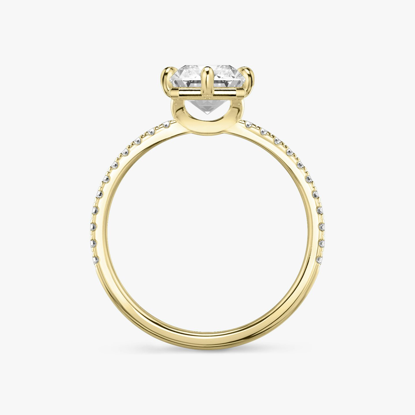 The Signature 6 Prong | Radiant | 18k | Yellow Gold | bandAccent: Pavé | bandWidth: standard | hiddenHalo: no | diamondOrientation: vertical | caratWeight: other