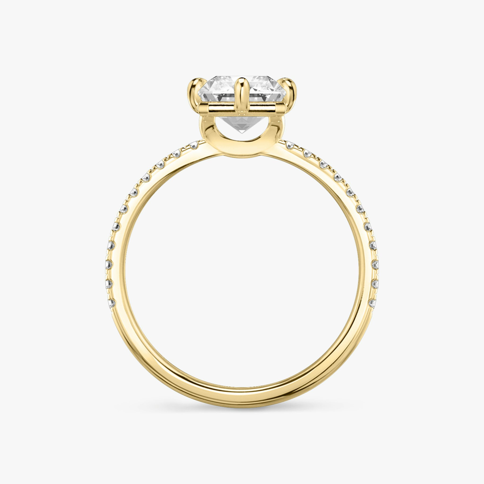 The Signature 6 Prong | Radiant | 18k | Yellow Gold | bandAccent: Pavé | bandWidth: standard | hiddenHalo: no | diamondOrientation: vertical | caratWeight: other