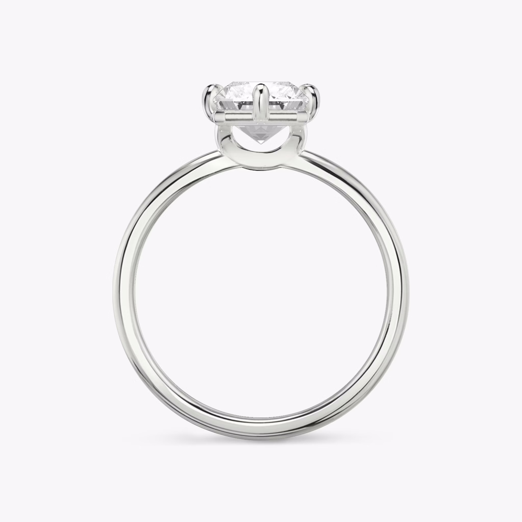 The Signature 6 Prong | Radiant | 18k | White Gold | bandAccent: Plain | bandWidth: standard | hiddenHalo: no | diamondOrientation: vertical | caratWeight: other