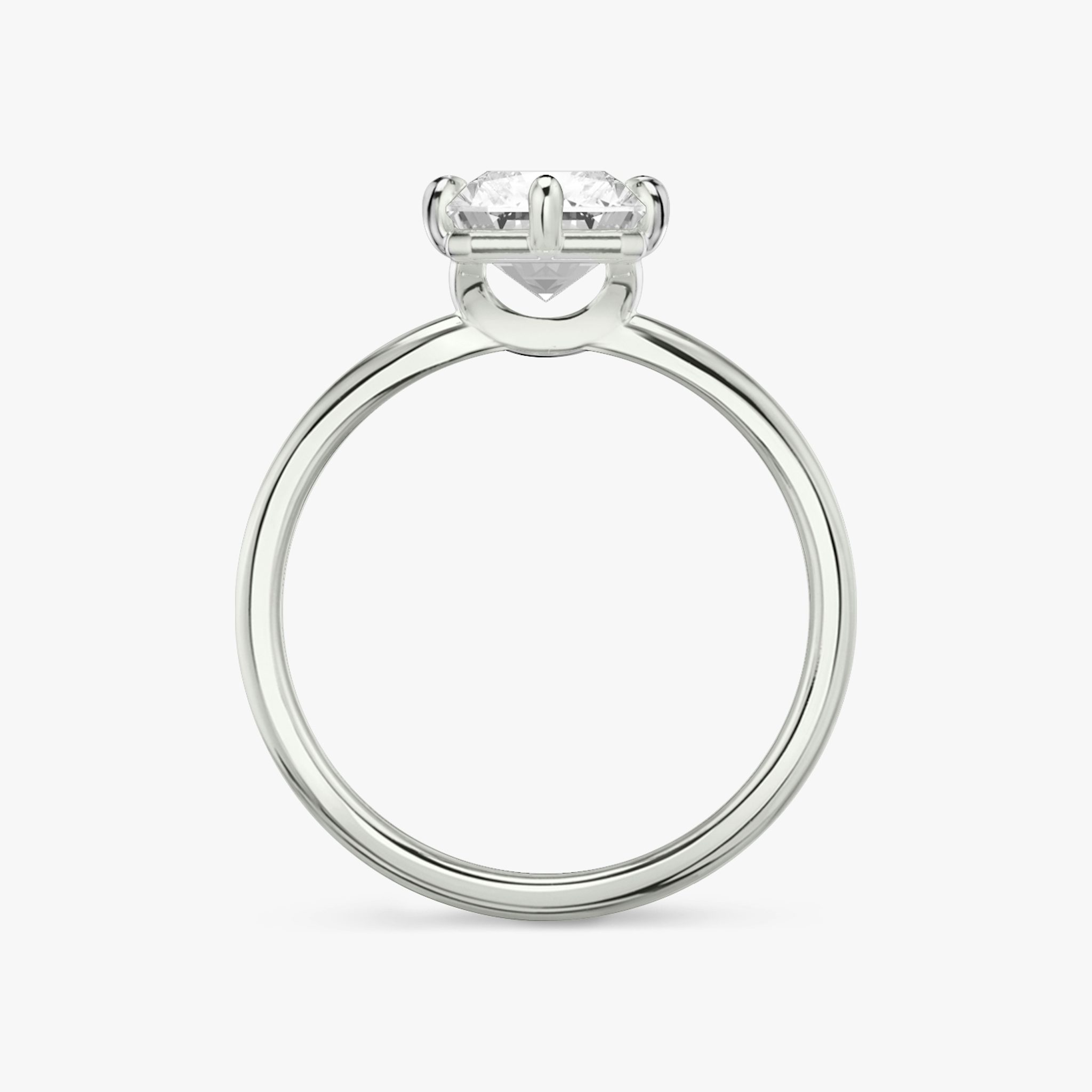 The Signature 6 Prong | Radiant | 18k | White Gold | bandAccent: Plain | bandWidth: standard | hiddenHalo: no | diamondOrientation: vertical | caratWeight: other