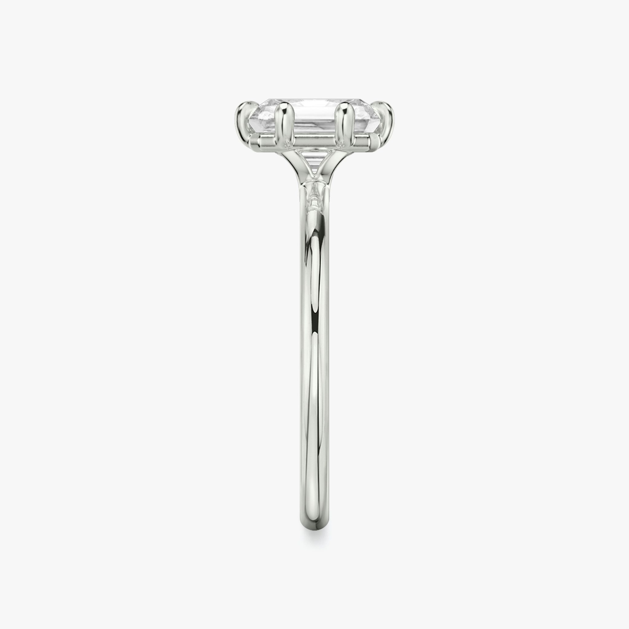 The Signature 6 Prong | Radiant | 18k | White Gold | bandAccent: Plain | bandWidth: standard | hiddenHalo: no | diamondOrientation: vertical | caratWeight: other