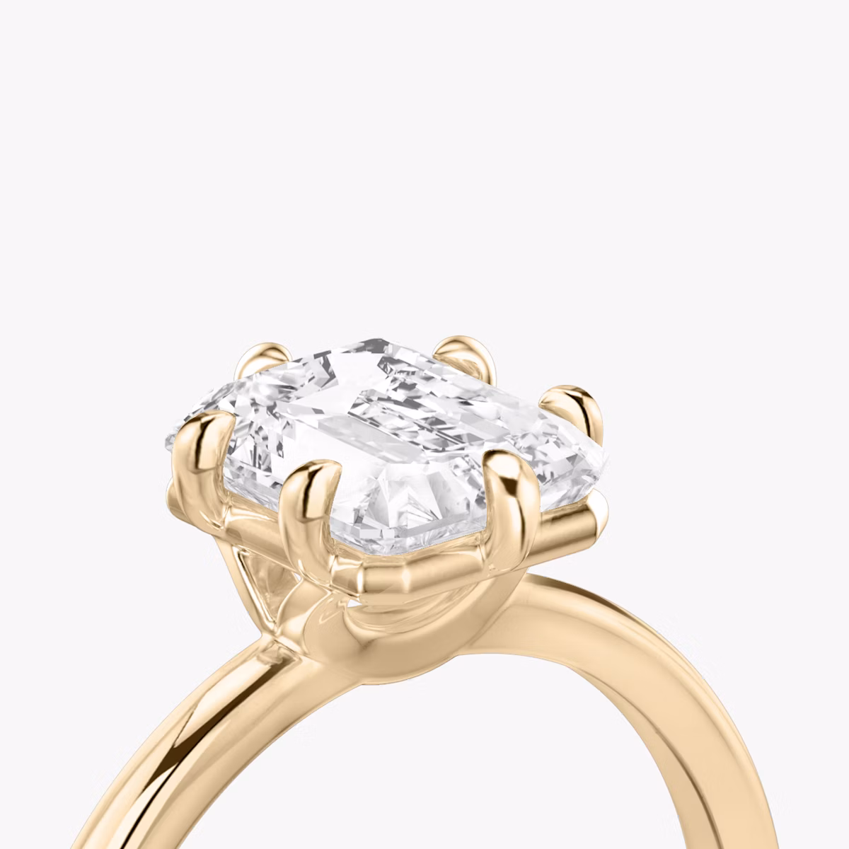 The Signature 6 Prong | Radiant | 14k | Rose Gold | bandAccent: Plain | bandWidth: standard | hiddenHalo: no | diamondOrientation: vertical | caratWeight: other