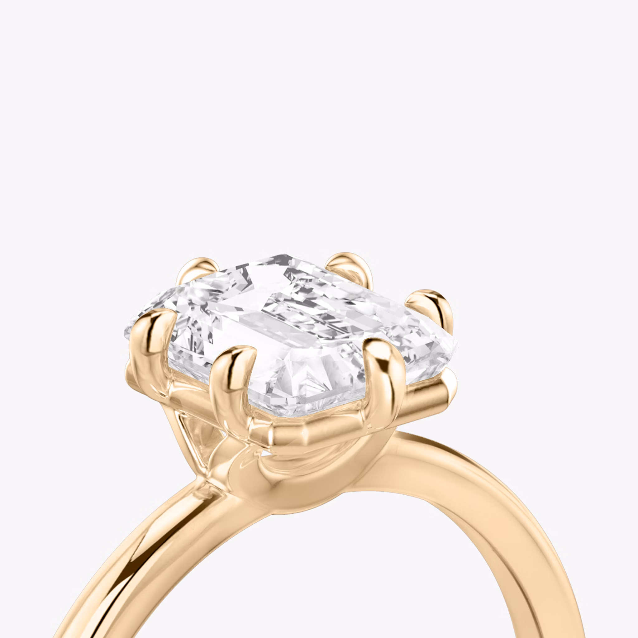 The Signature 6 Prong | Radiant | 14k | Rose Gold | bandAccent: Plain | bandWidth: standard | hiddenHalo: no | diamondOrientation: vertical | caratWeight: other