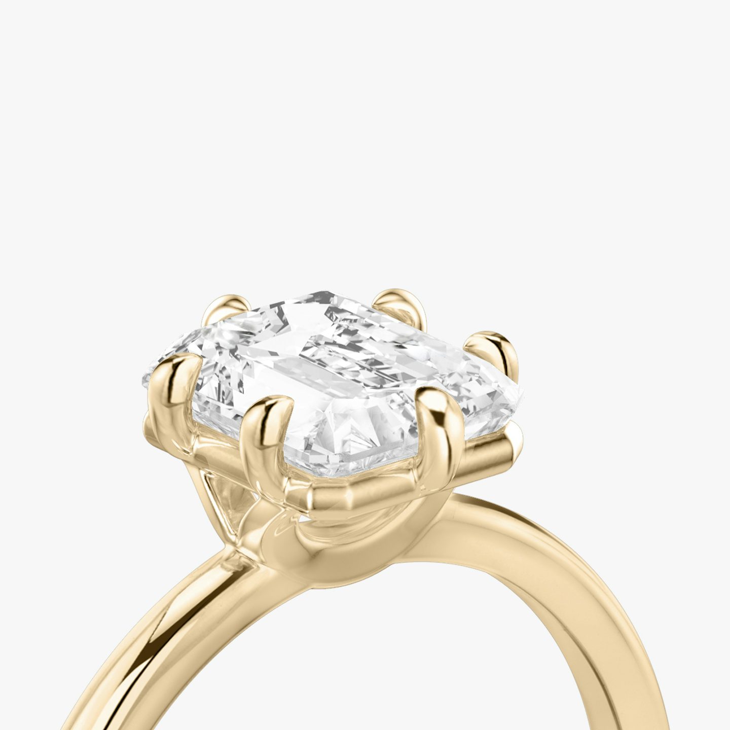 The Signature 6 Prong | Radiant | 14k | Rose Gold | bandAccent: Plain | bandWidth: standard | hiddenHalo: no | diamondOrientation: vertical | caratWeight: other
