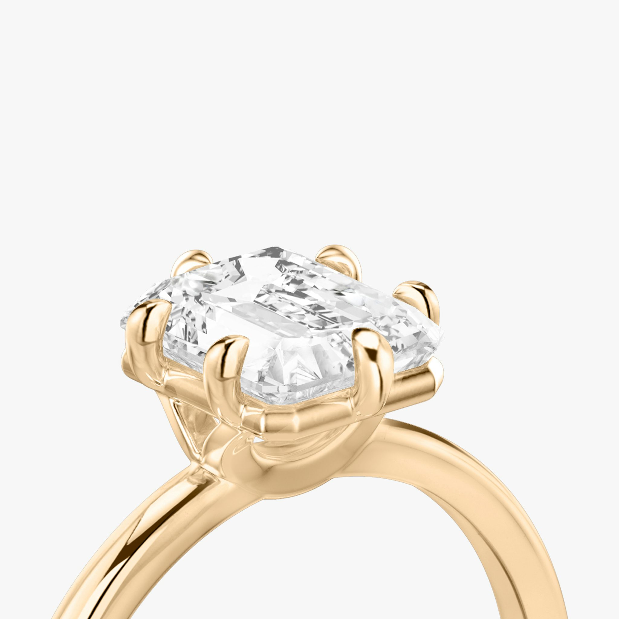 The Signature 6 Prong | Radiant | 14k | Rose Gold | bandAccent: Plain | bandWidth: standard | hiddenHalo: no | diamondOrientation: vertical | caratWeight: other