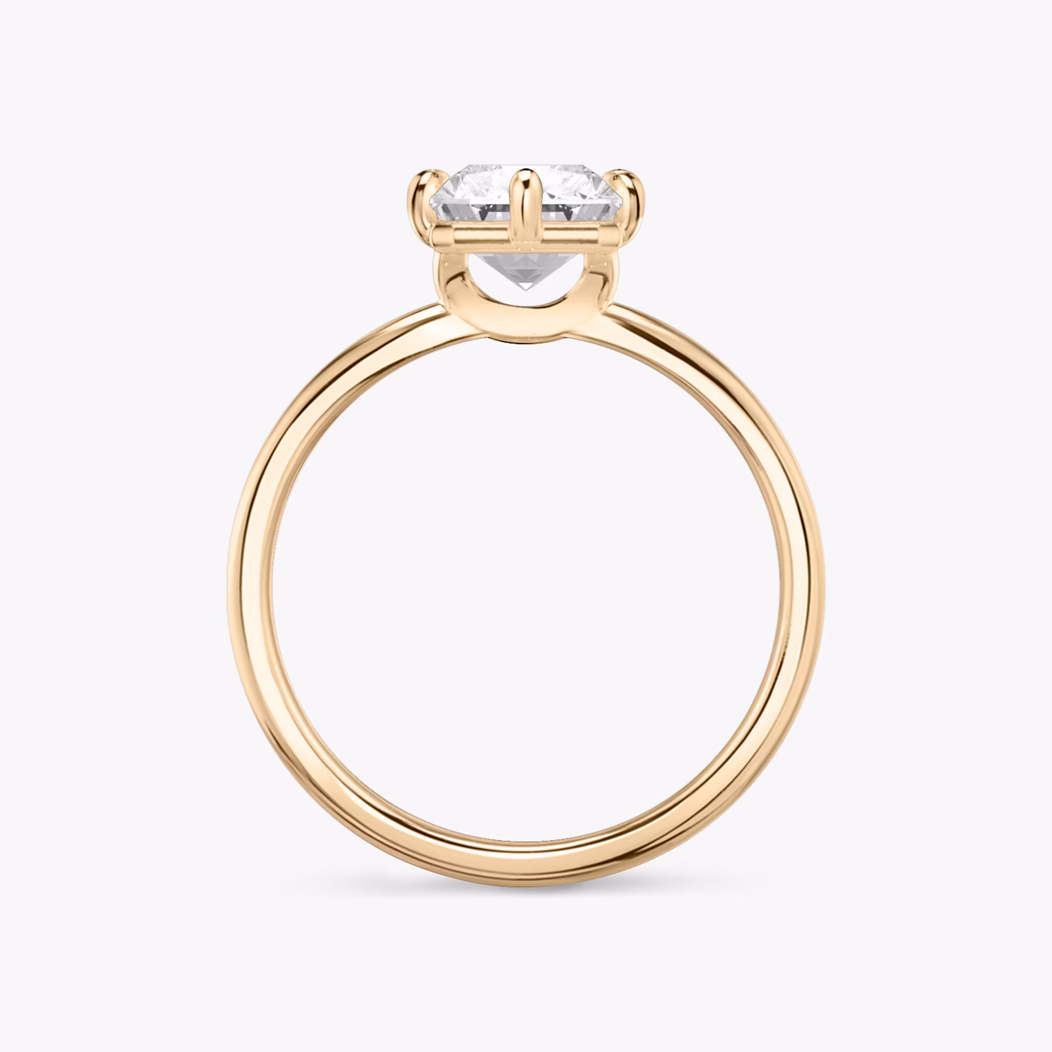 The Signature 6 Prong | Radiant | 14k | Rose Gold | bandAccent: Plain | bandWidth: standard | hiddenHalo: no | diamondOrientation: vertical | caratWeight: other