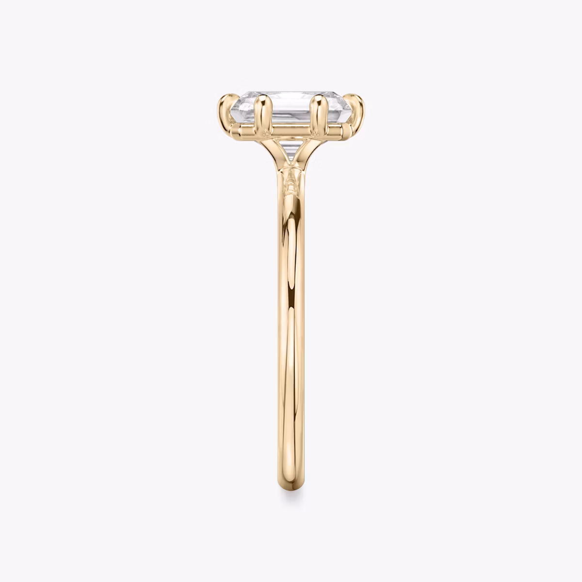 The Signature 6 Prong | Radiant | 14k | Rose Gold | bandAccent: Plain | bandWidth: standard | hiddenHalo: no | diamondOrientation: vertical | caratWeight: other