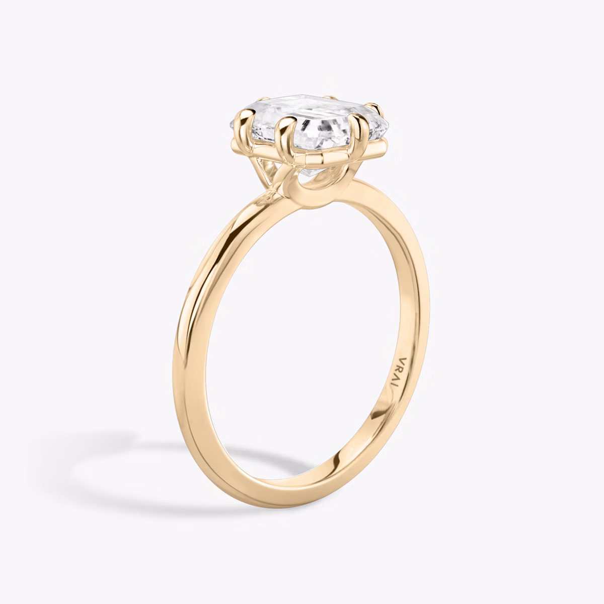 The Signature 6 Prong | Radiant | 14k | Rose Gold | bandAccent: Plain | bandWidth: standard | hiddenHalo: no | diamondOrientation: vertical | caratWeight: other