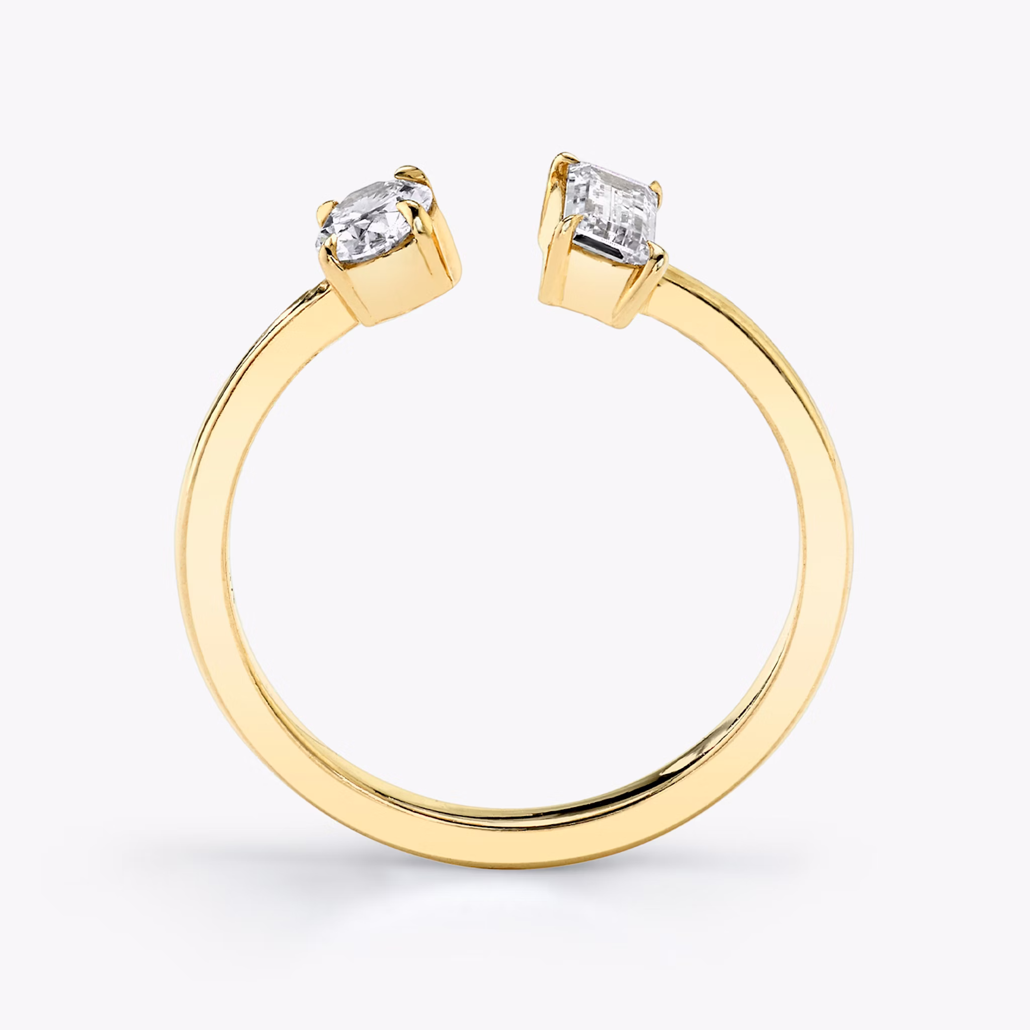 Mixed Cuff Ring | Baguette and Oval | 14k | Yellow Gold