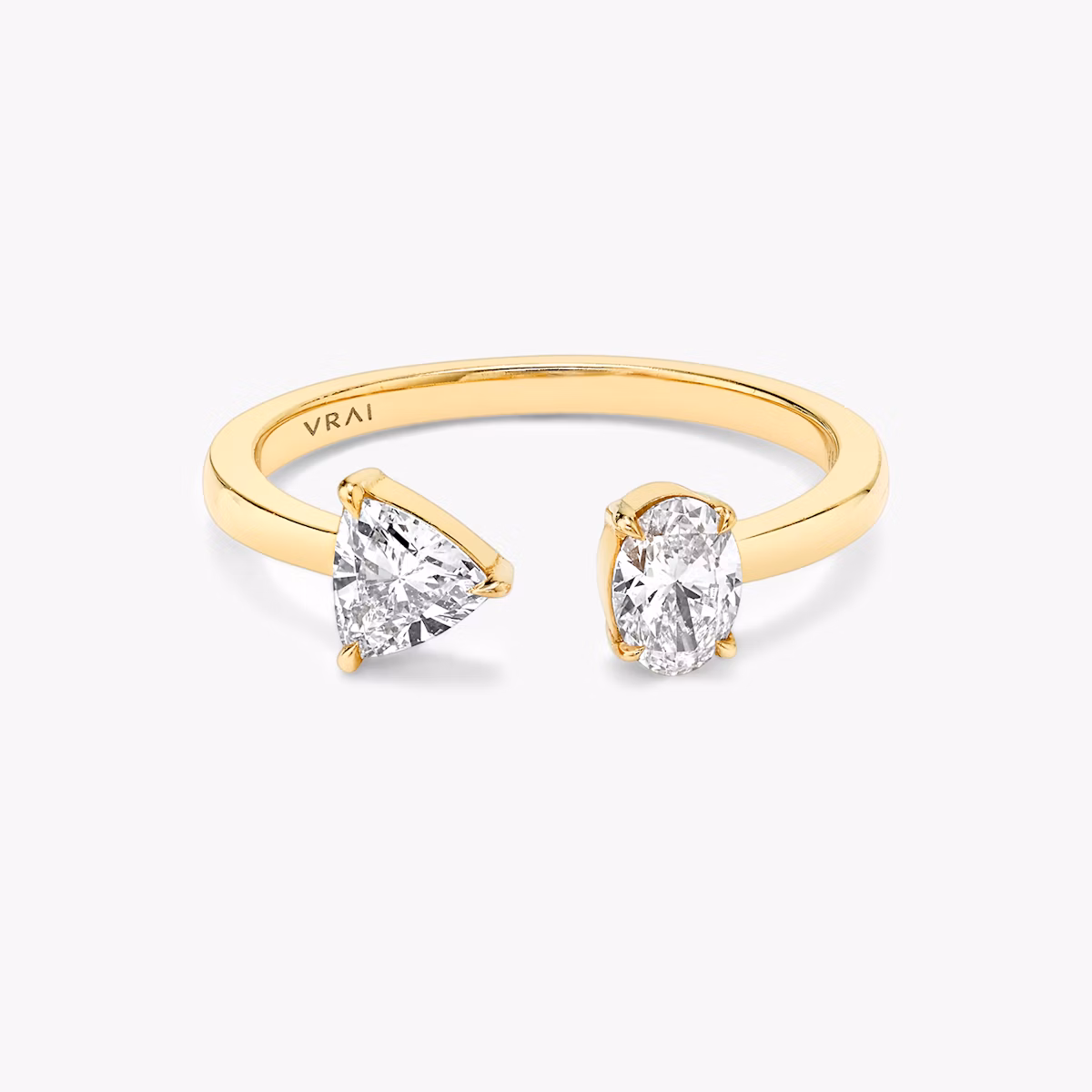 Mixed Cuff Ring | Oval and Trillion | 14k | Yellow Gold