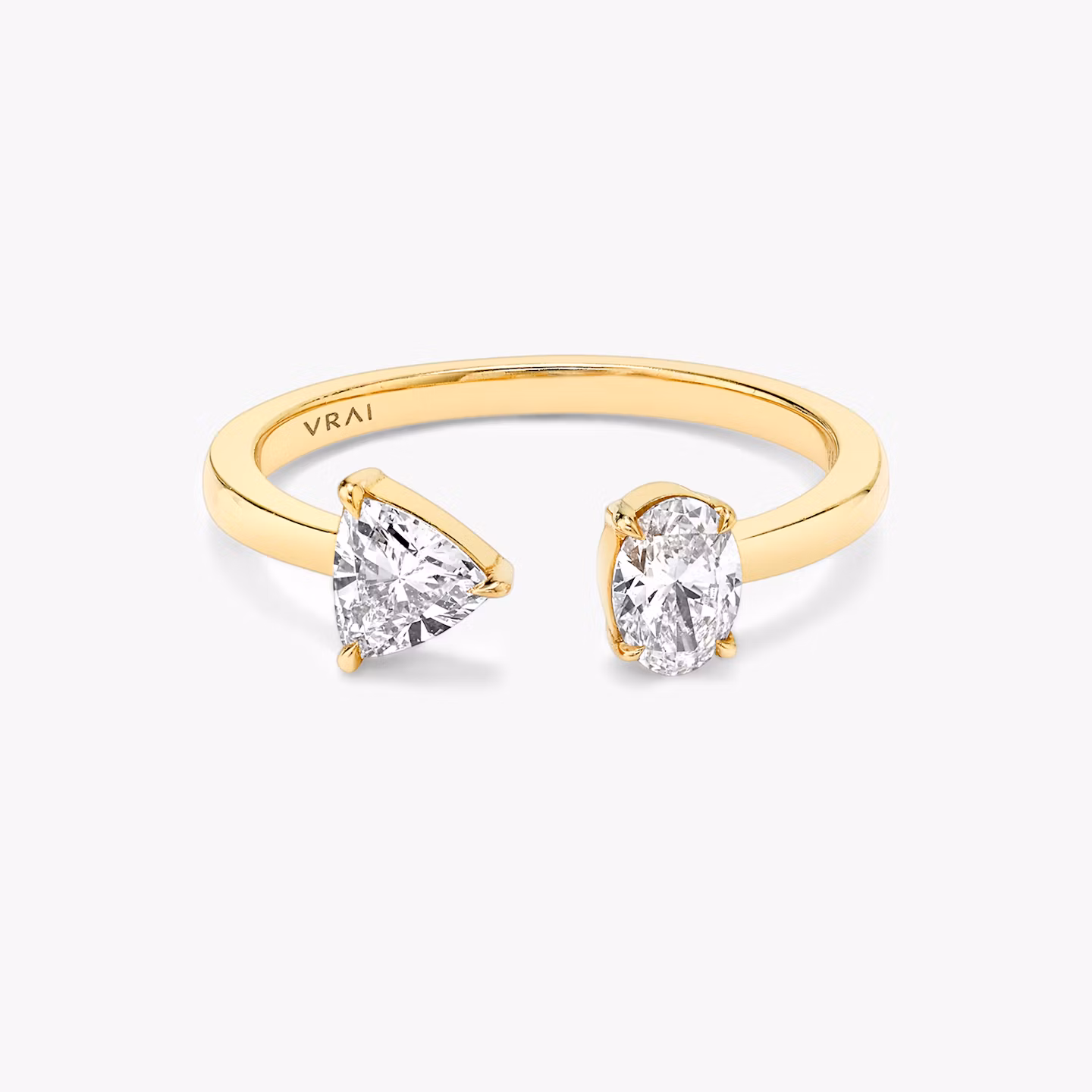 Mixed Cuff Ring | Oval und Trillant | 14k | Gelbgold
