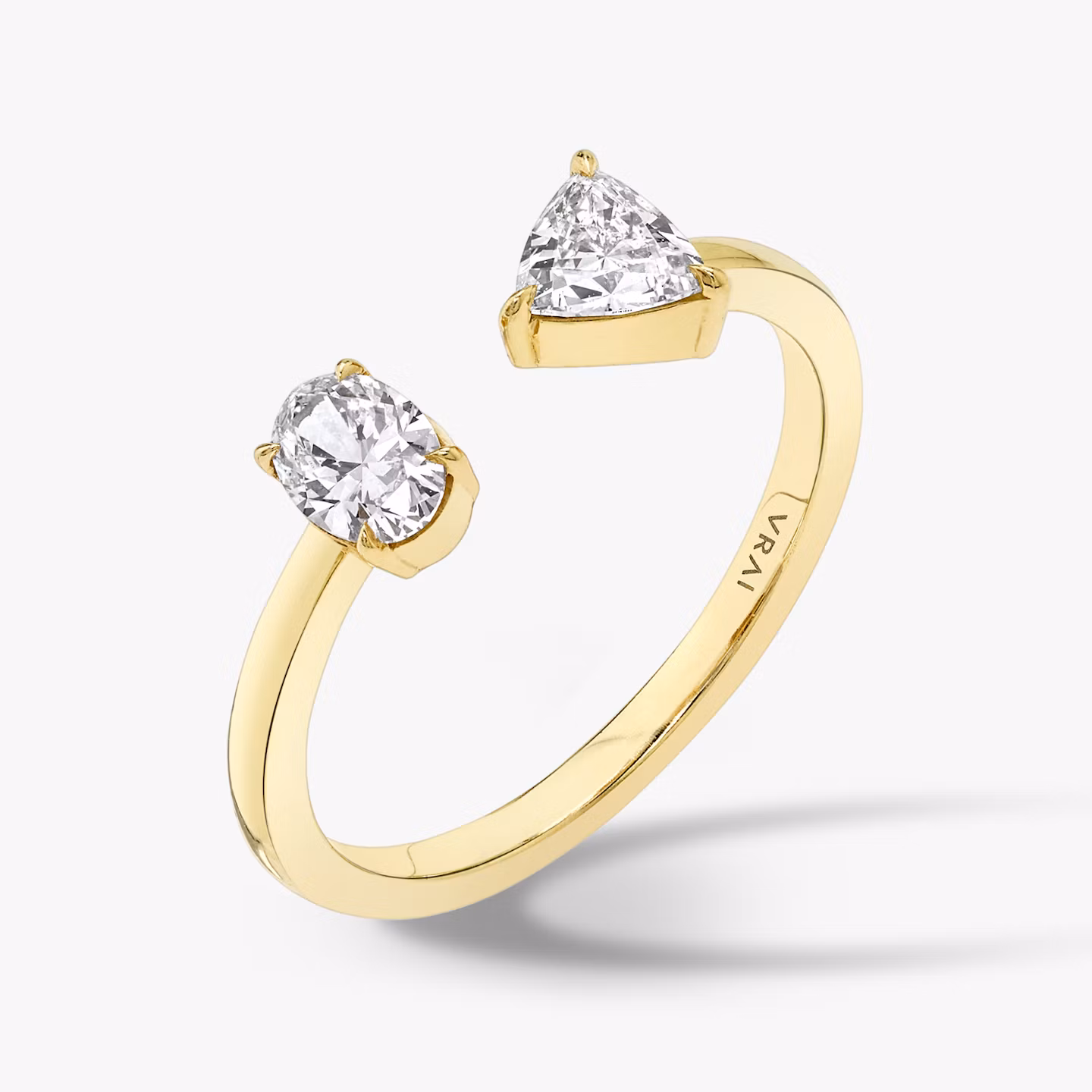 Mixed Cuff Ring | Oval und Trillant | 14k | Gelbgold