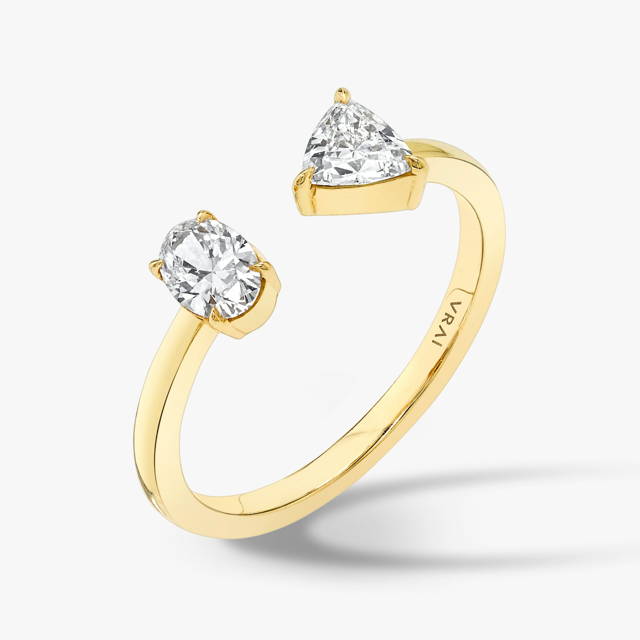 Mixed Cuff Ring | Oval and Trillion | 14k | Yellow Gold