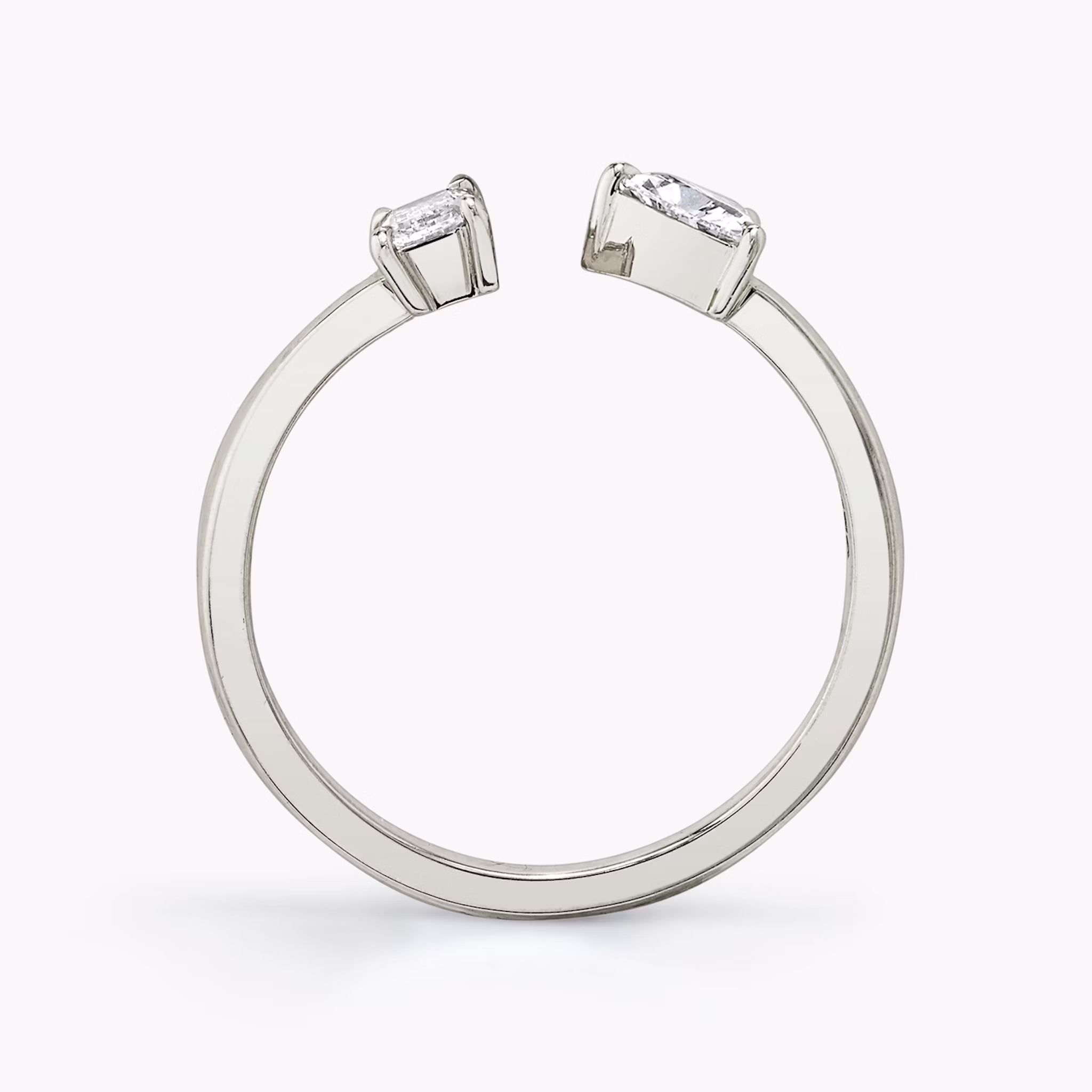 Mixed Cuff Ring | Baguette and Trillion | 14k | White Gold