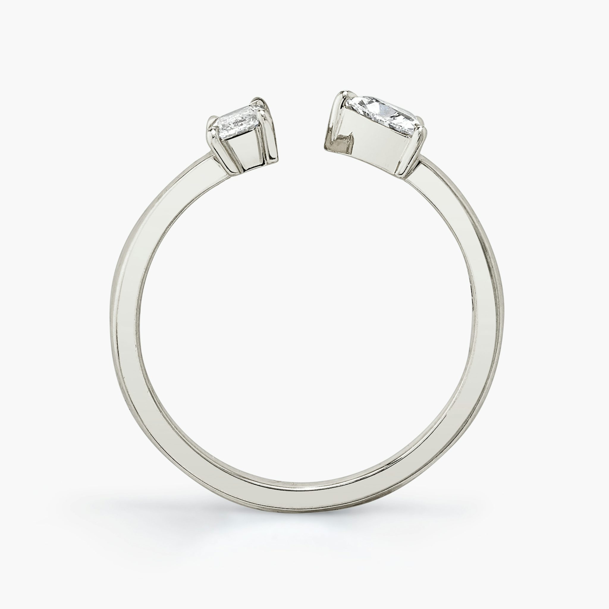 Mixed Cuff Ring | Baguette and Trillion | 14k | White Gold