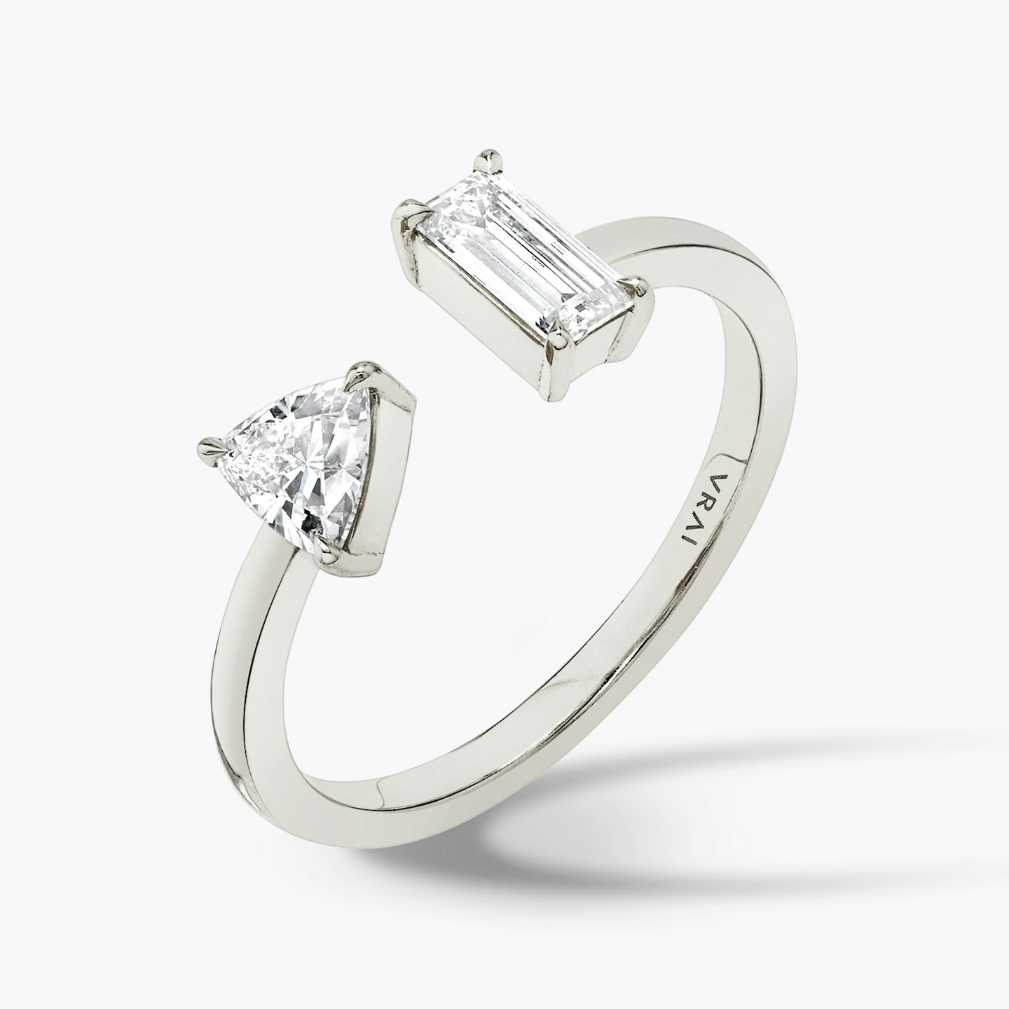 Mixed Cuff Ring | Baguette and Trillion | 14k | White Gold