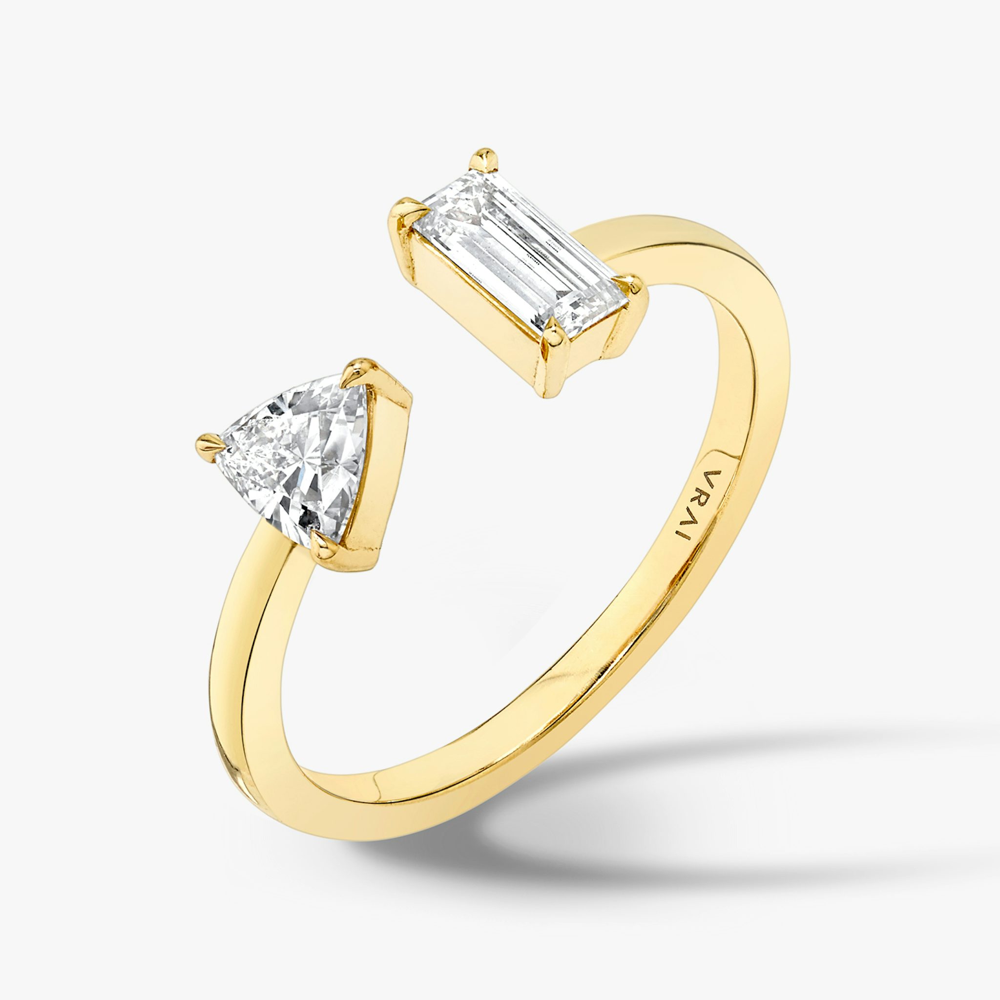 Mixed Cuff Ring | Baguette and Trillion | 14k | Yellow Gold