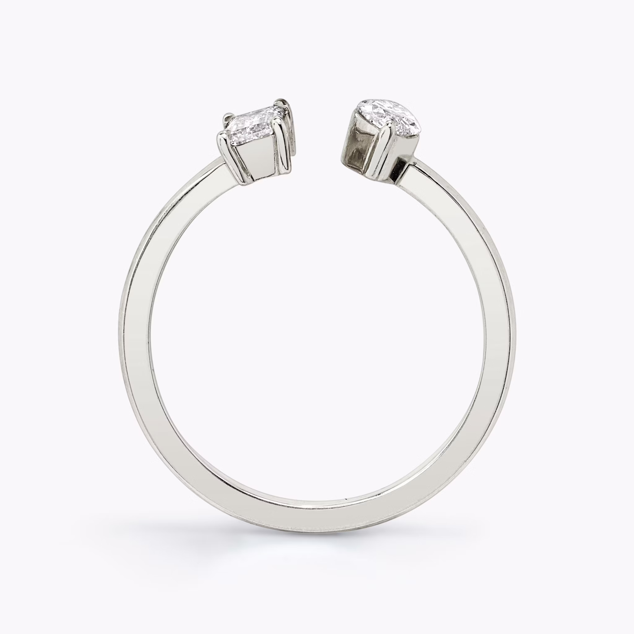 Mixed Cuff Ring | Baguette and Marquise | 14k | White Gold