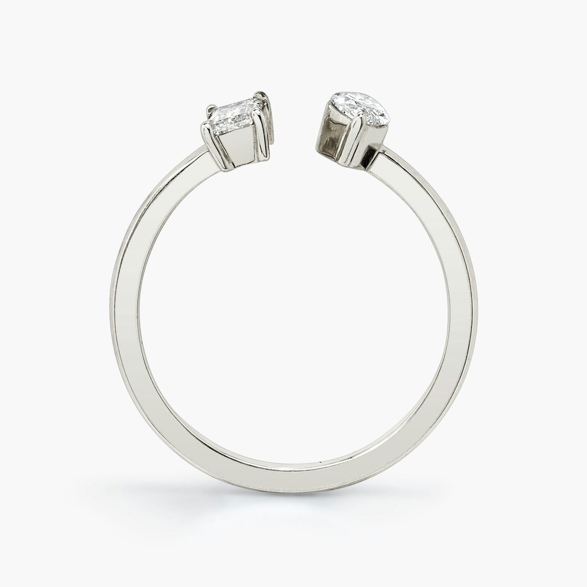 Mixed Cuff Ring | Baguette and Marquise | 14k | White Gold