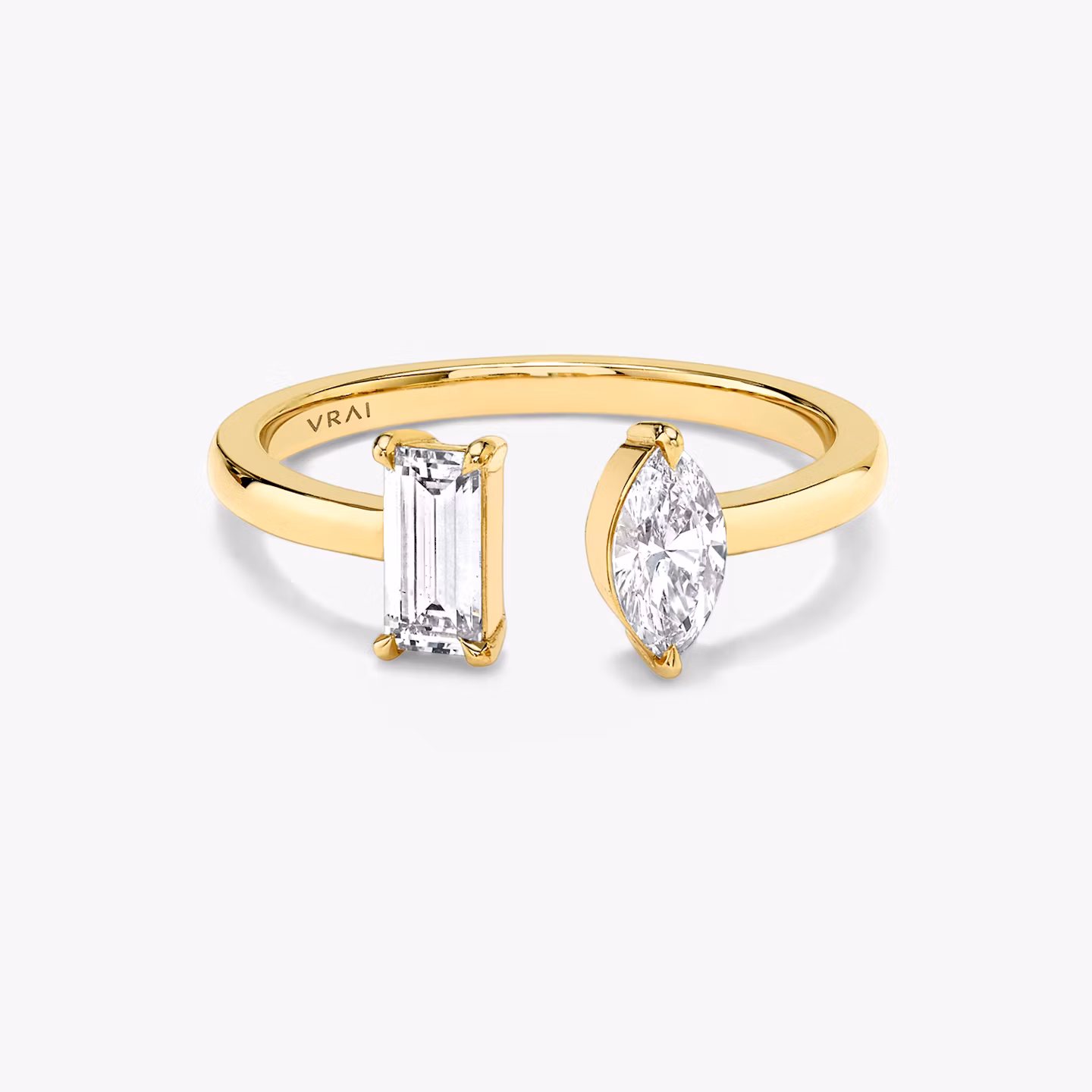Mixed Cuff Ring Baguette and Marquise | Yellow Gold