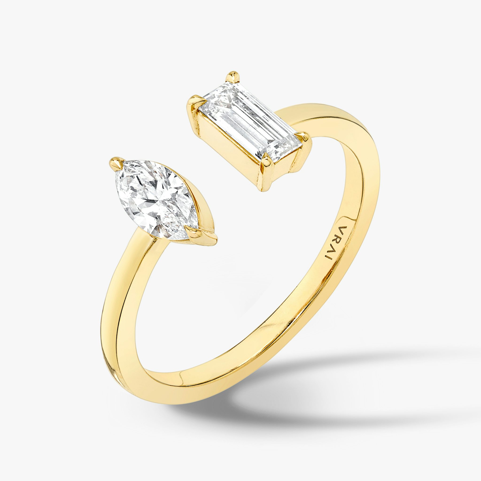 Mixed Cuff Ring | Baguette and Marquise | 14k | Yellow Gold