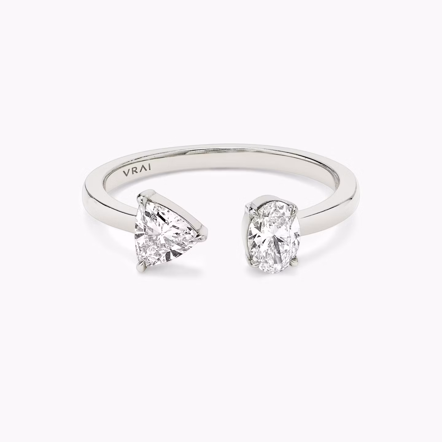 Mixed Cuff Ring | Oval and Trillion | 14k | White Gold