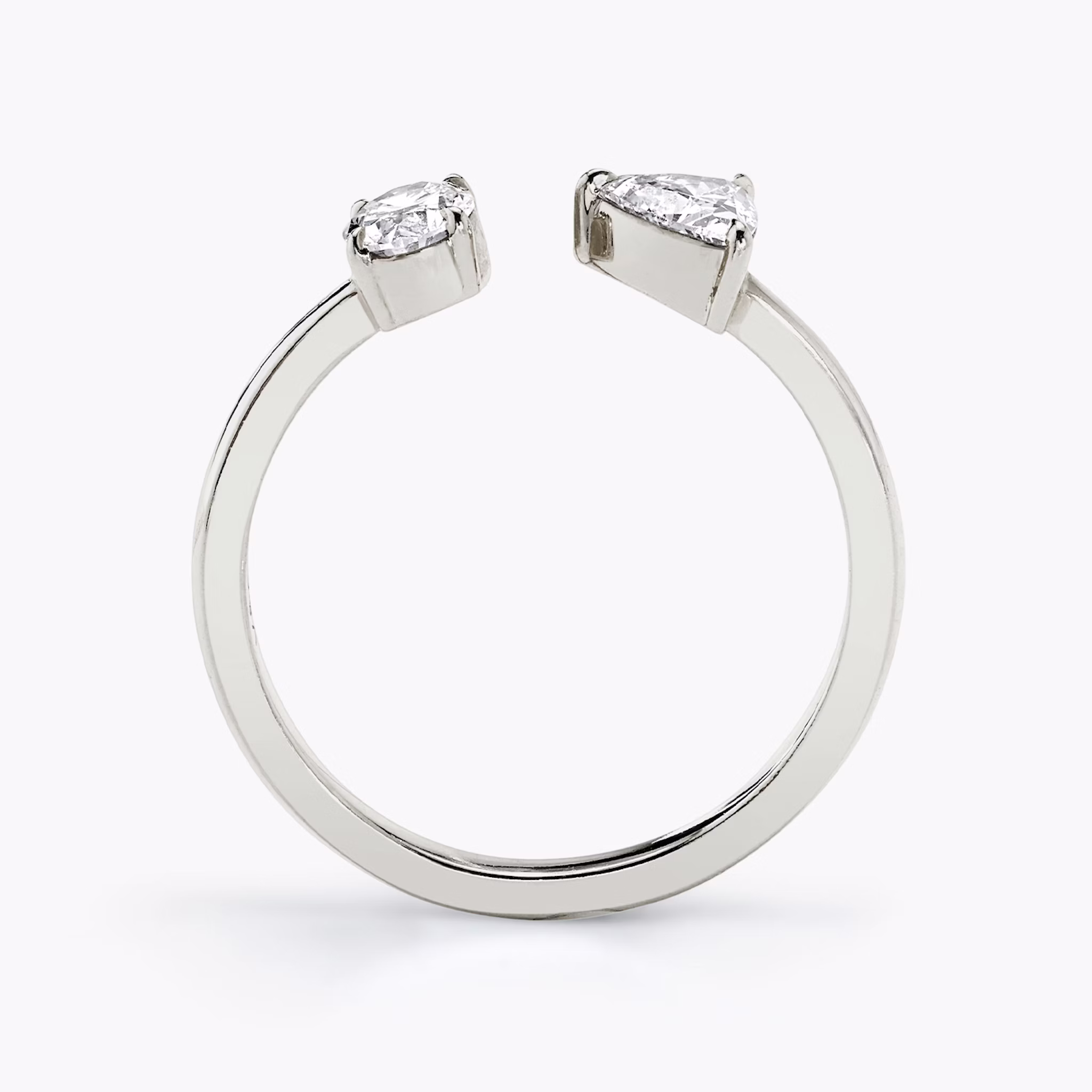 Mixed Cuff Ring | Oval und Trillant | 14k | Weißgold