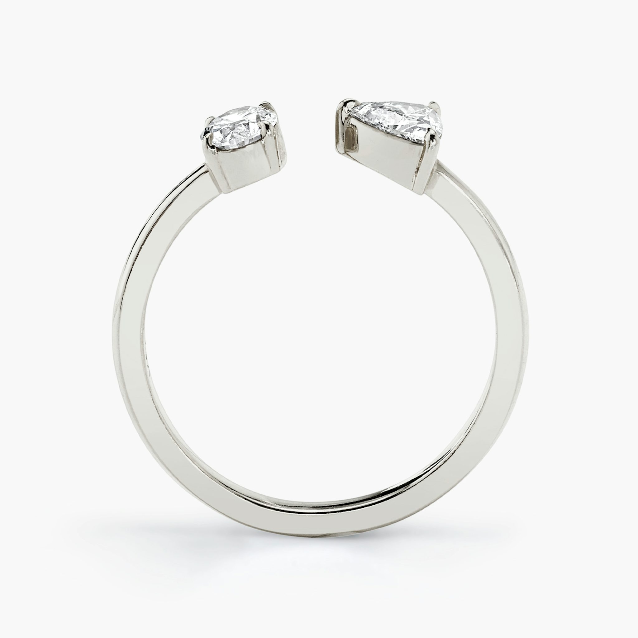 Mixed Cuff Ring | Oval und Trillant | 14k | Weißgold